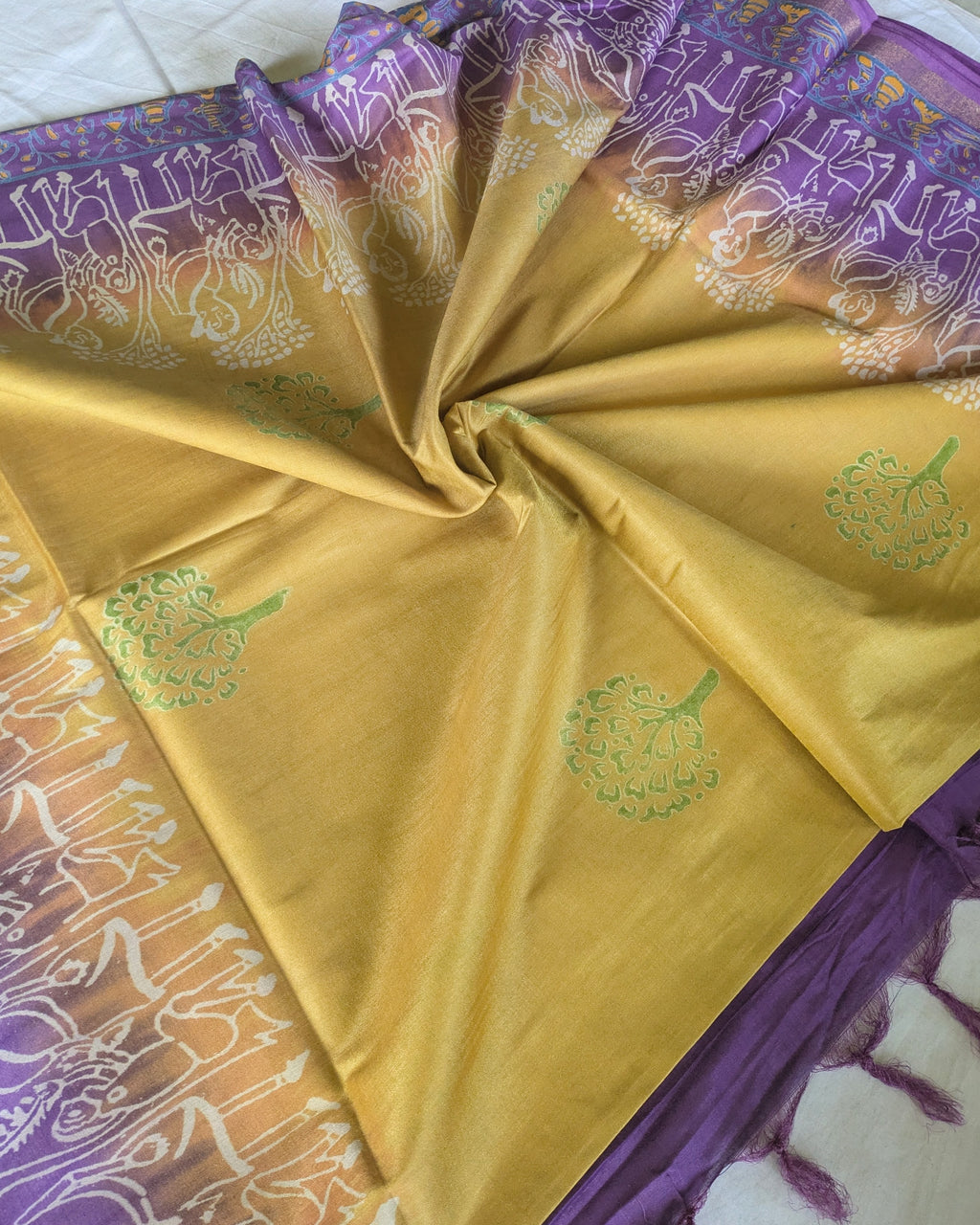 Bhagalpuri Katan Sari Light Yellow