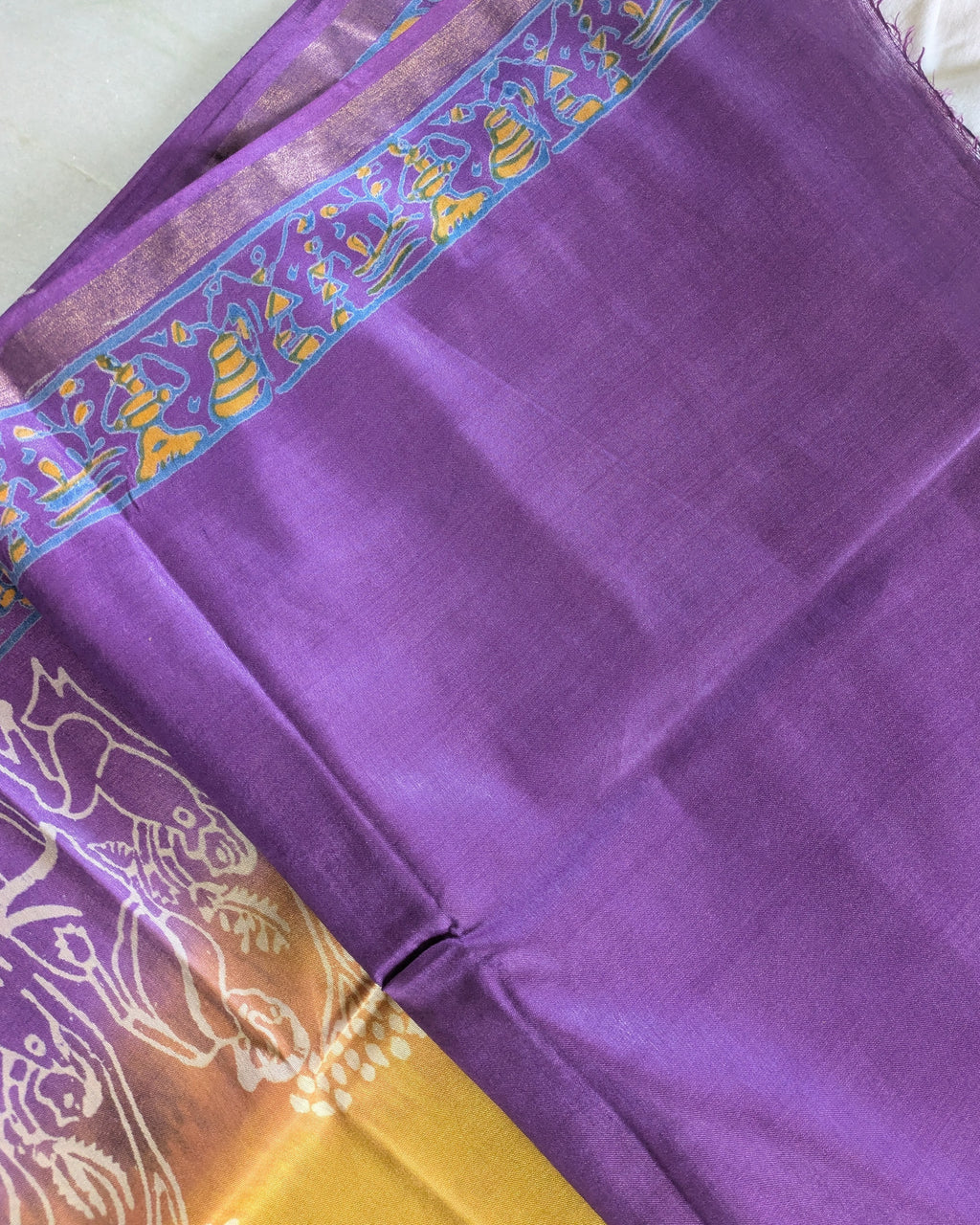 Bhagalpuri Katan Sari Light Yellow