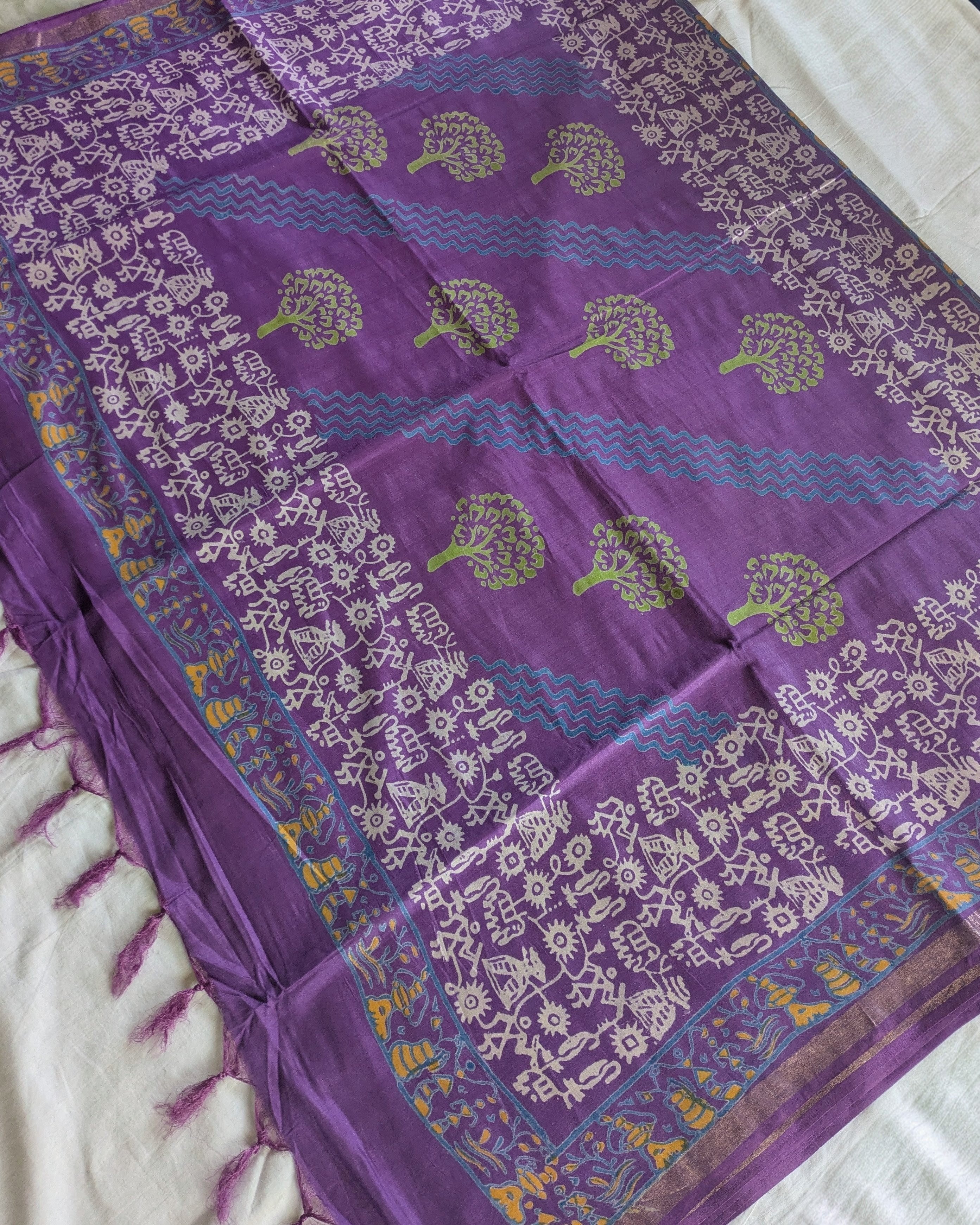Bhagalpuri Katan Sari Light Yellow