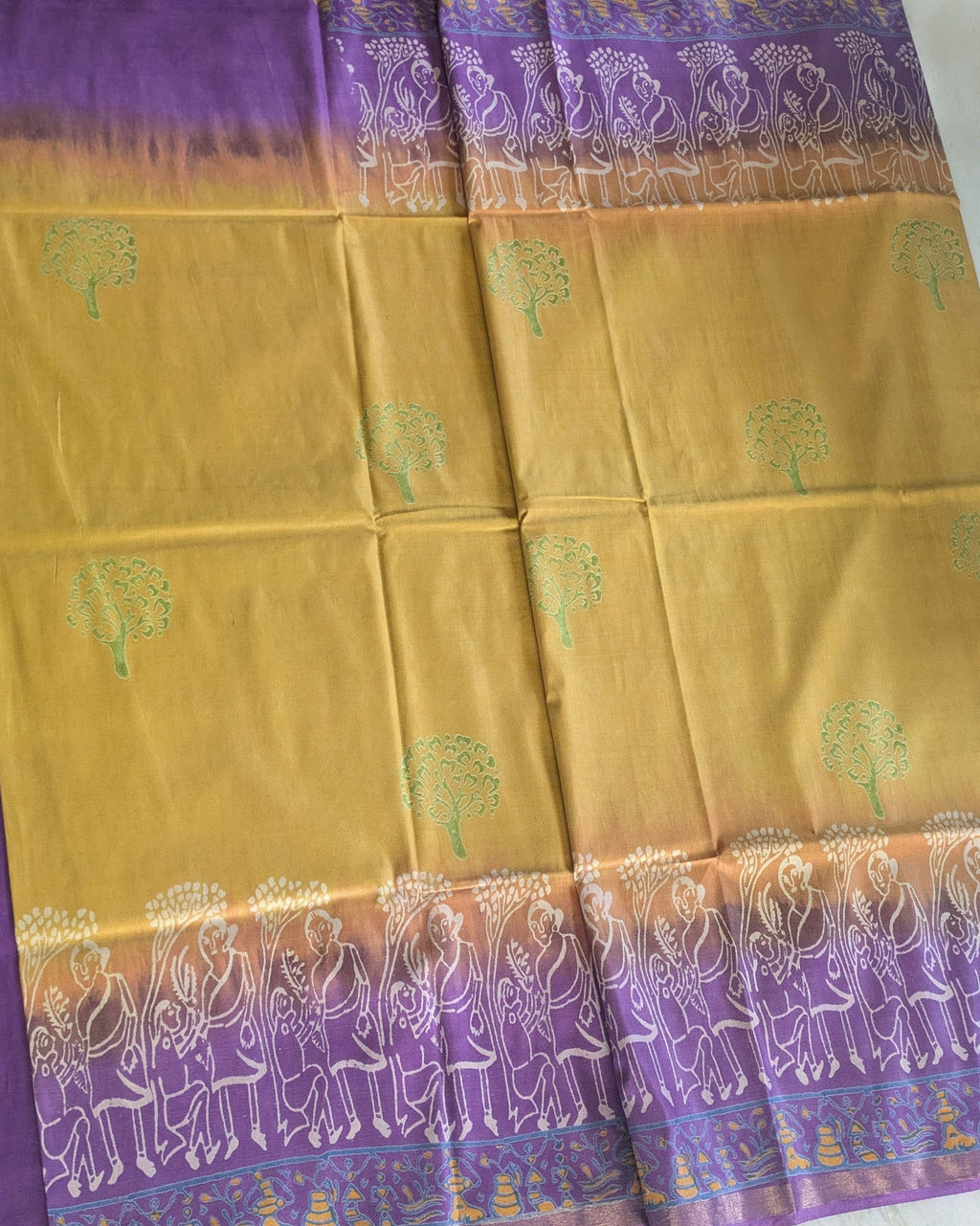 Bhagalpuri Katan Sari Light Yellow