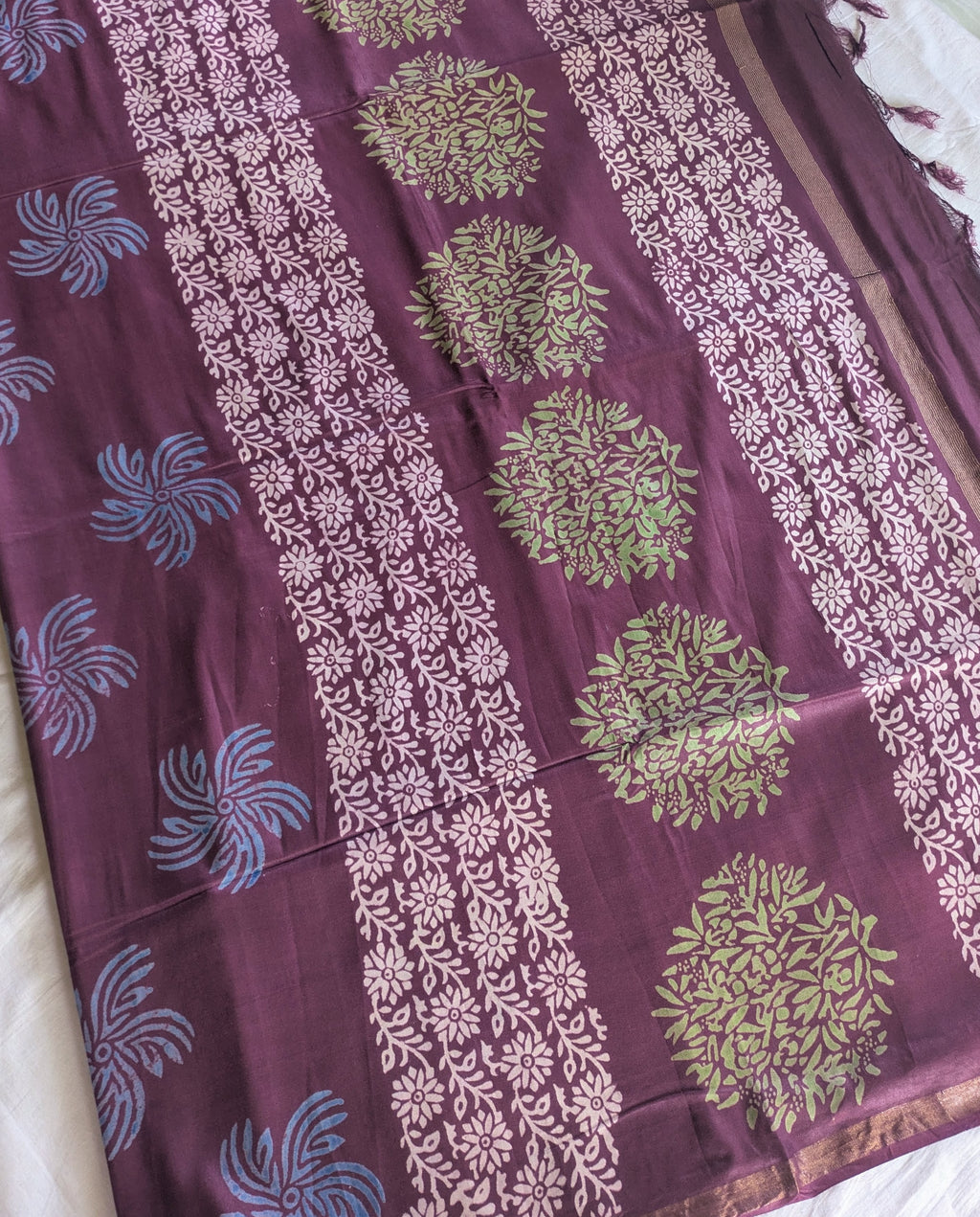 Bhagalpuri Katan Sari Greenish Yellow