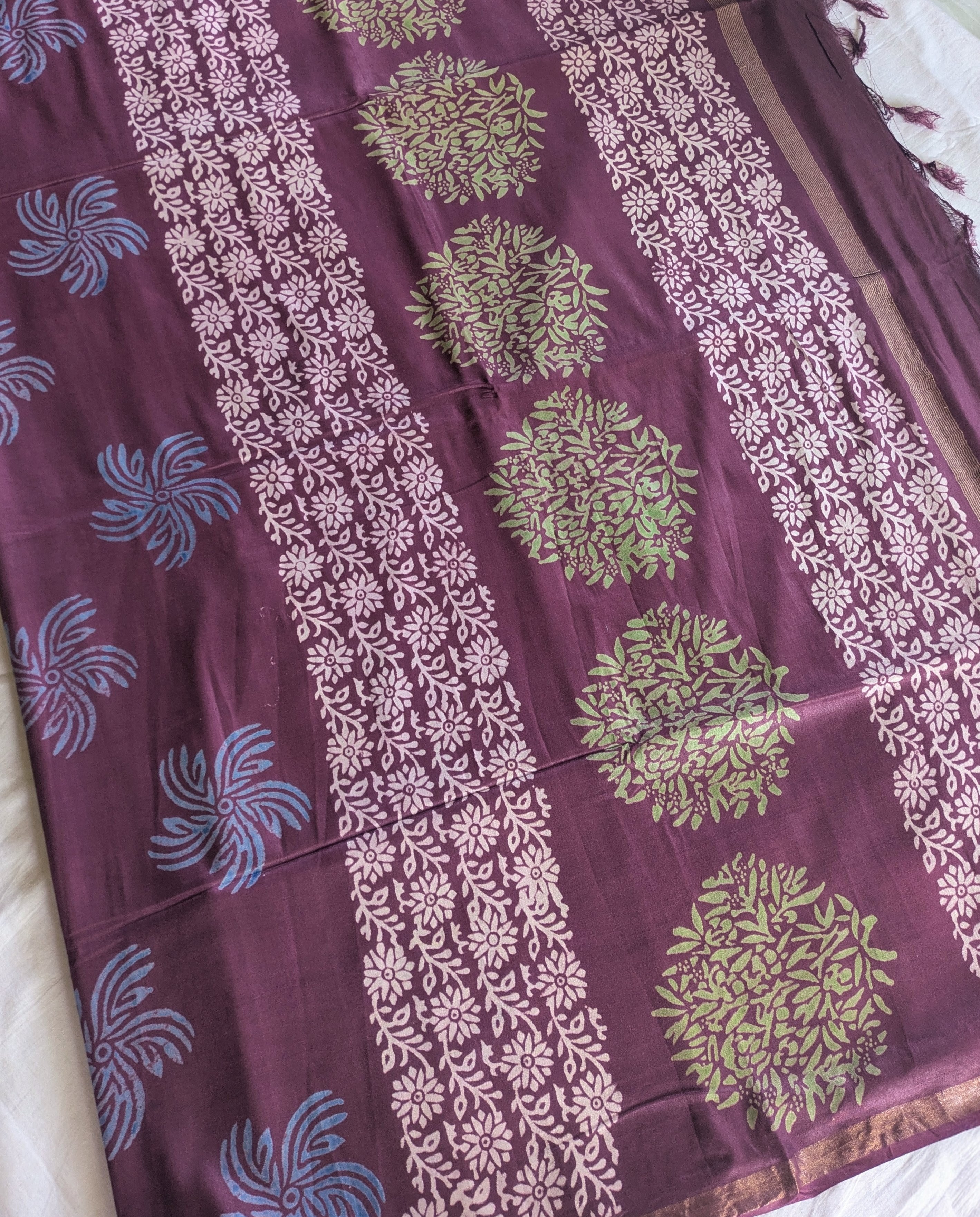 Bhagalpuri Katan Sari Greenish Yellow