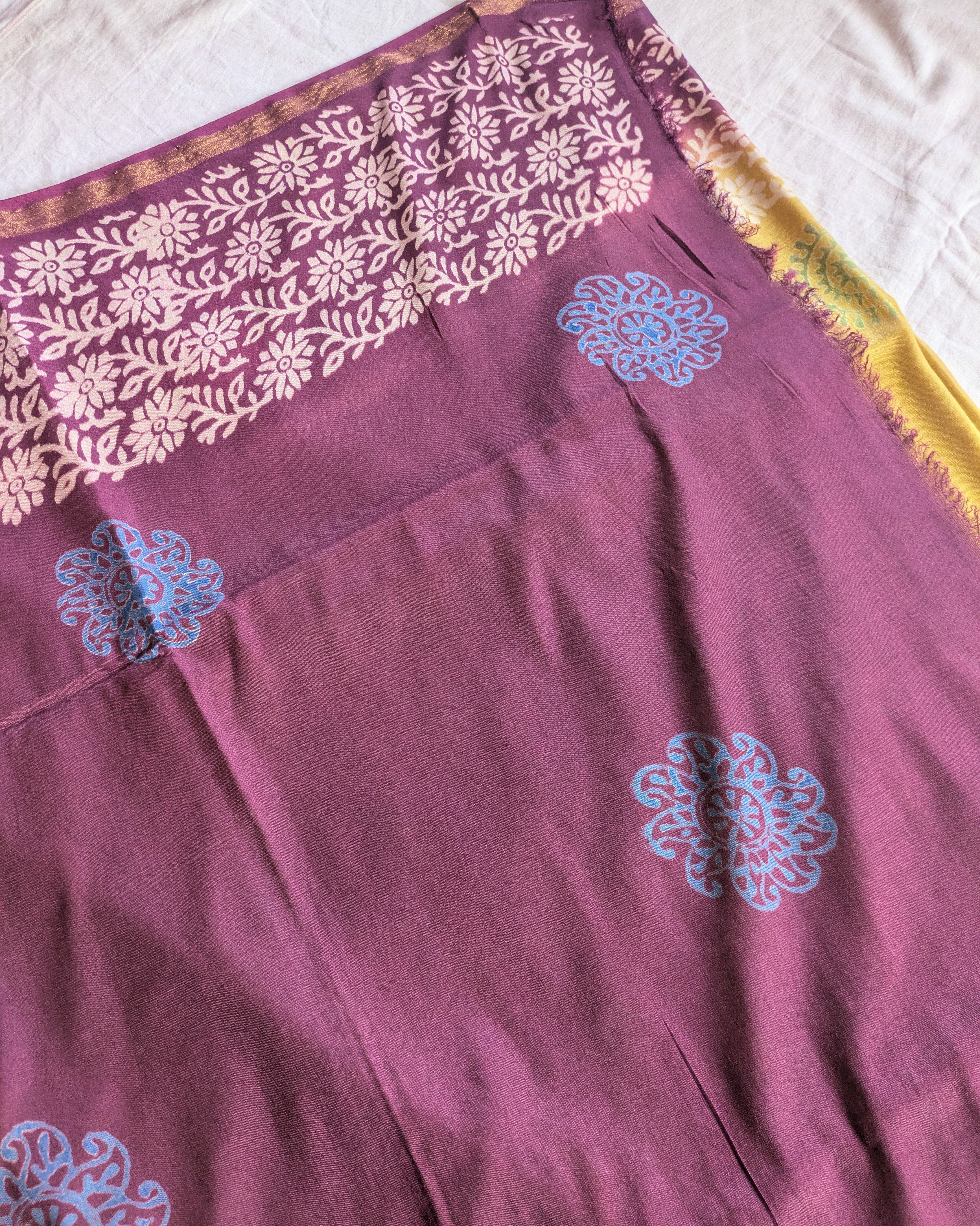 Bhagalpuri Katan Sari Greenish Yellow