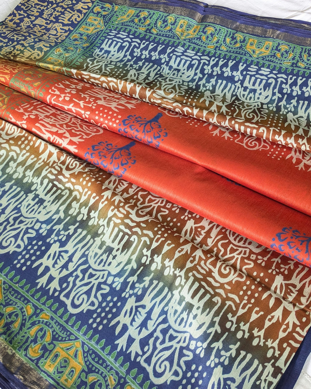 Bhagalpuri Katan Sari Orange 2