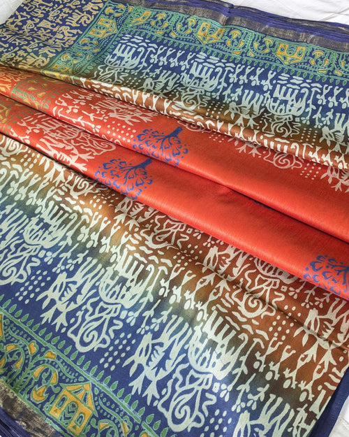 Bhagalpuri Katan Sari Orange 2