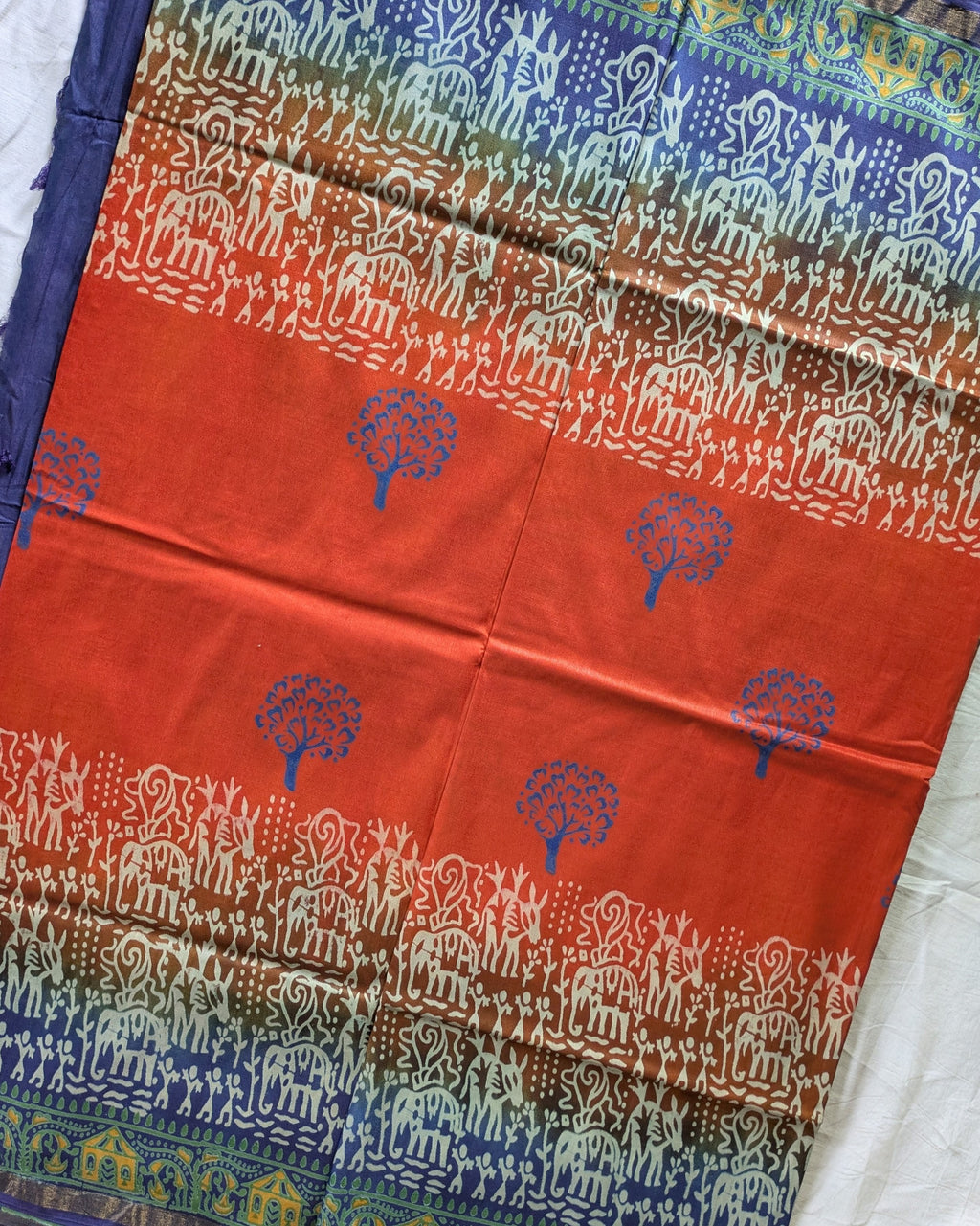 Bhagalpuri Katan Sari Orange 2