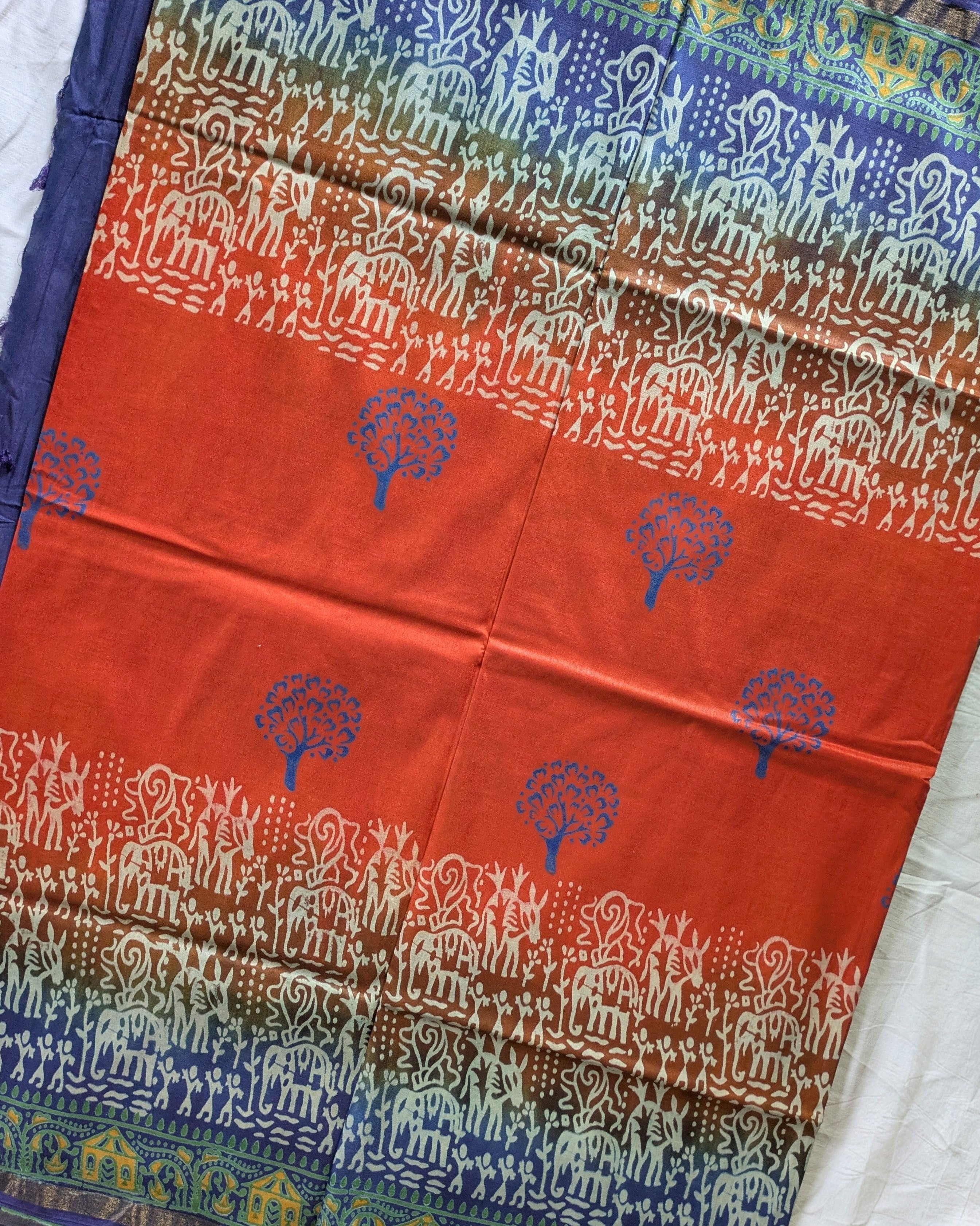 Bhagalpuri Katan Sari Orange 2