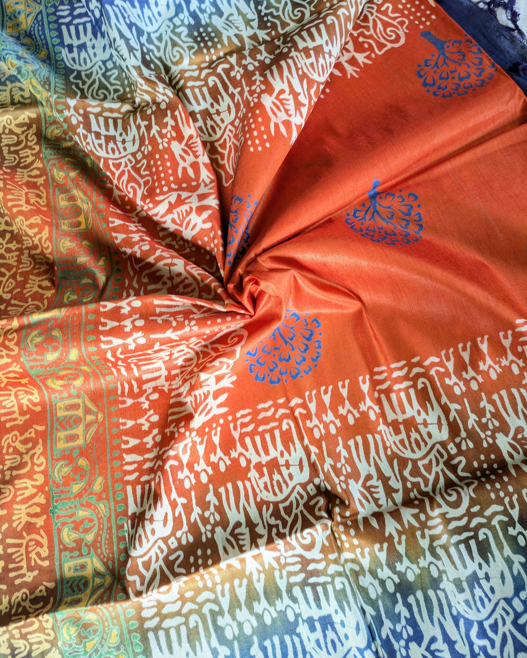 Bhagalpuri Katan Sari Orange 2