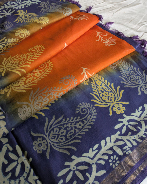 Bhagalpuri Katan Sari Orange