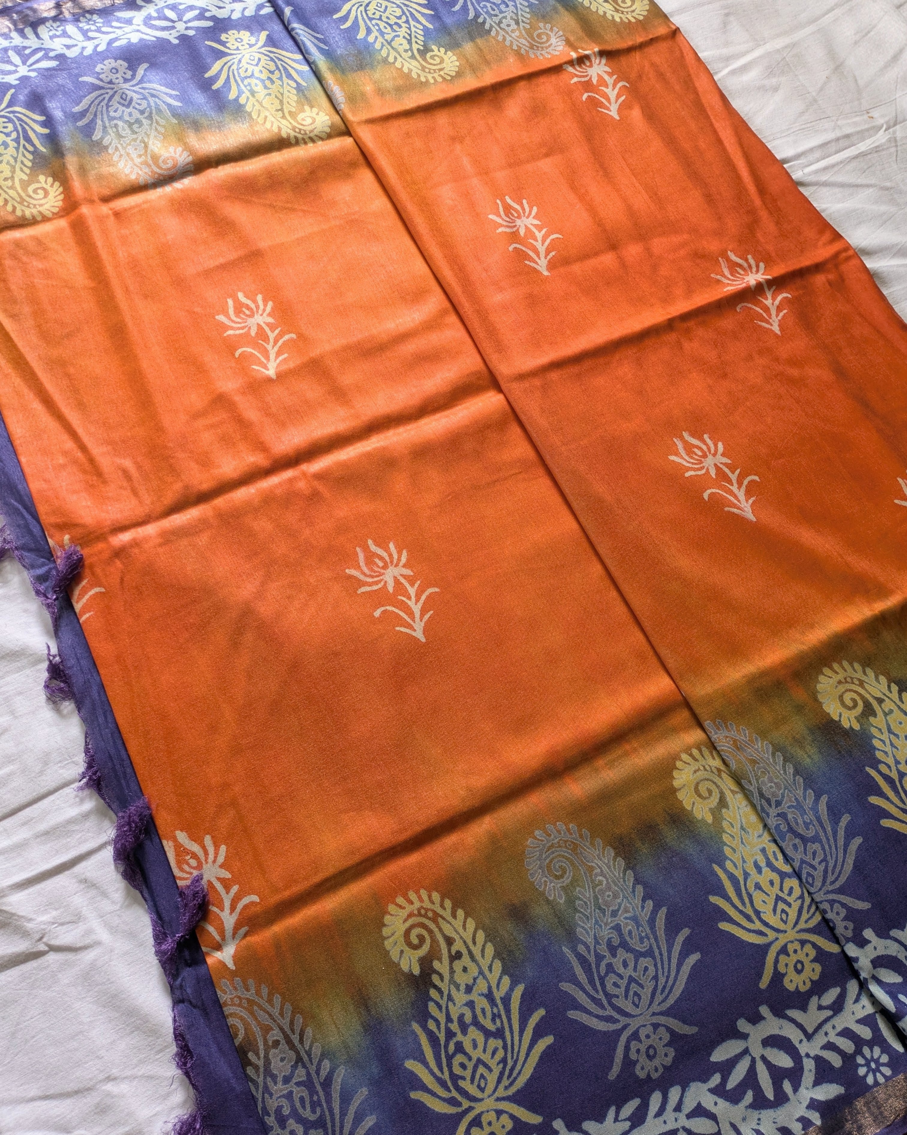 Bhagalpuri Katan Sari Orange