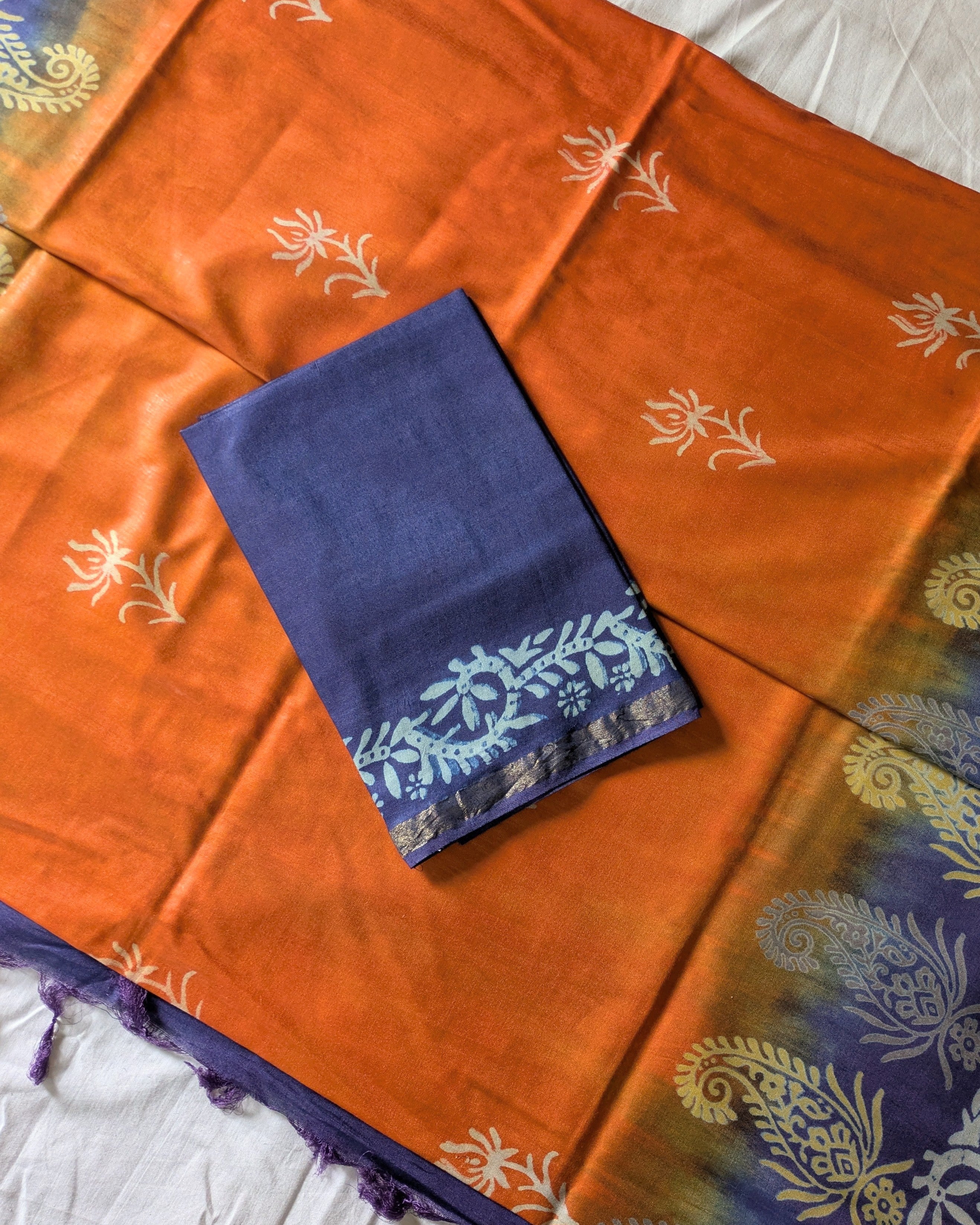 Bhagalpuri Katan Sari Orange