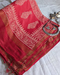 Bhagalpuri Chanderi Silk Sari Red
