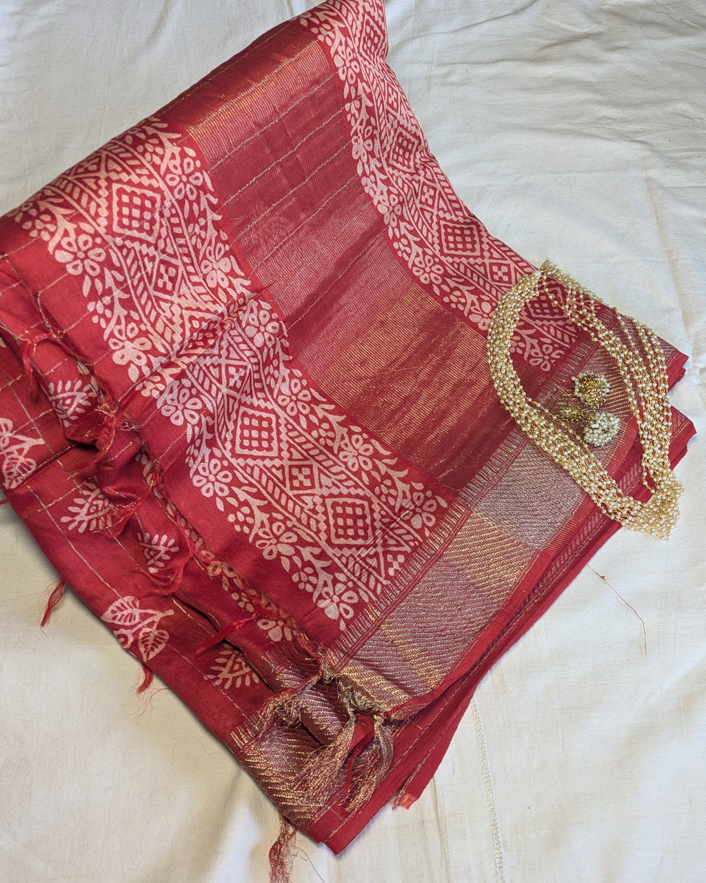 Bhagalpuri Printed Katan Plum Red