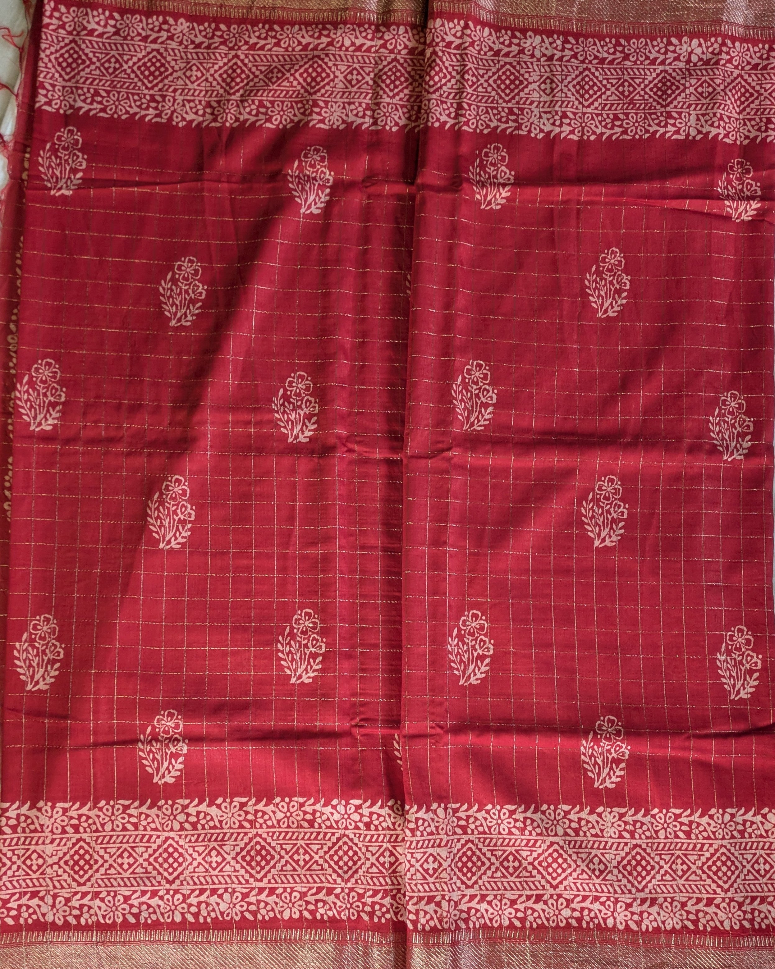 Bhagalpuri Printed Katan Plum Red