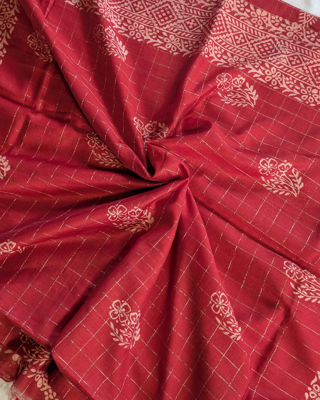 Bhagalpuri Printed Katan Plum Red