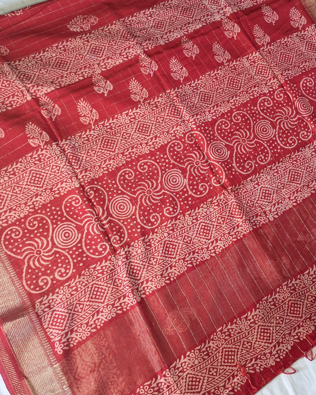 Bhagalpuri Printed Katan Plum Red