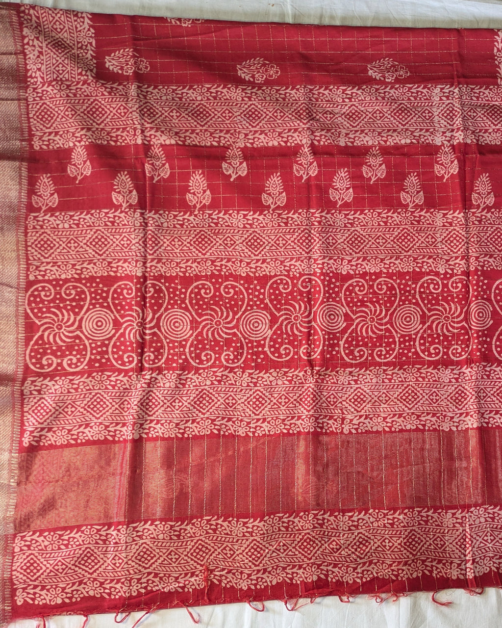 Bhagalpuri Printed Katan Plum Red