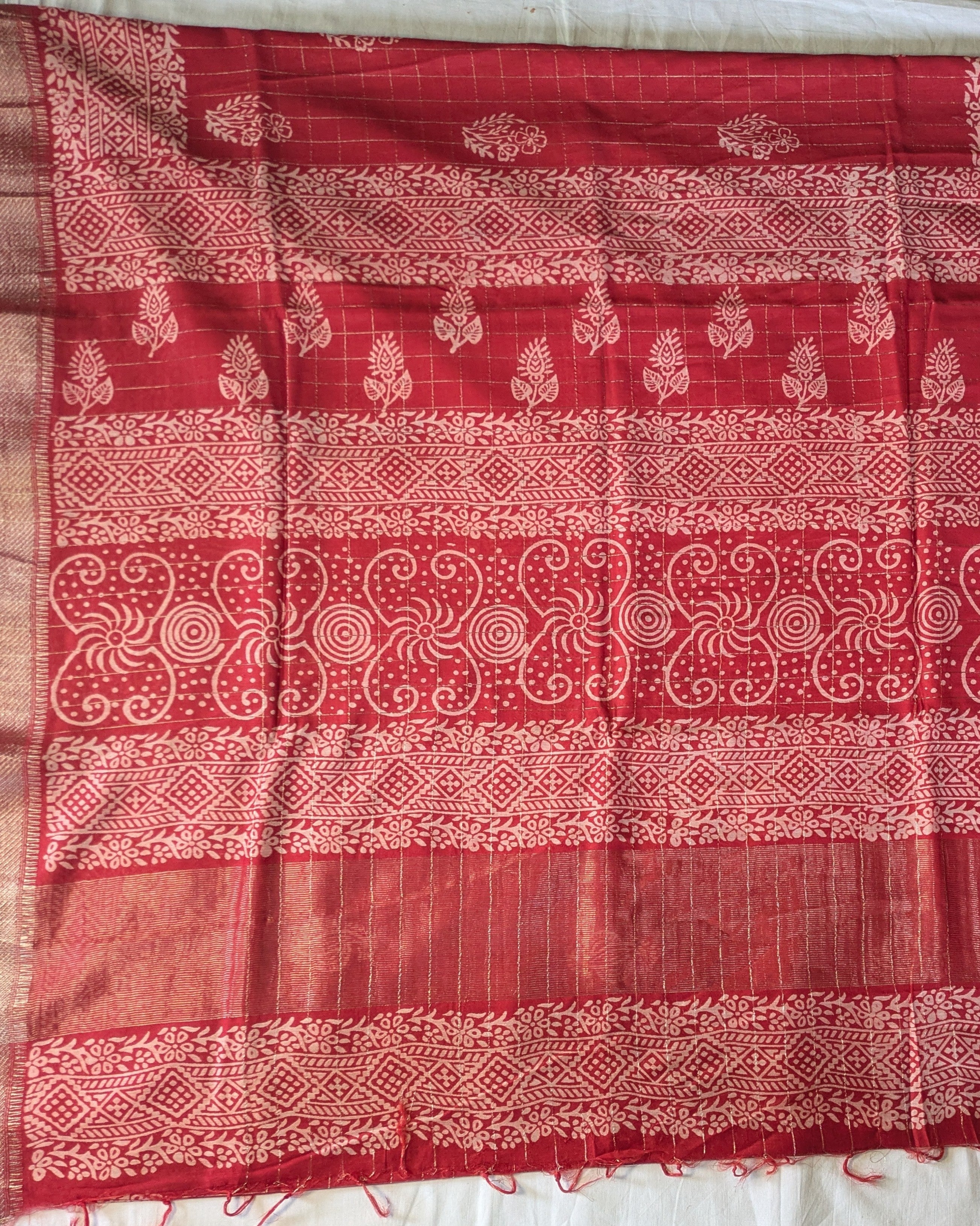 Bhagalpuri Printed Katan Plum Red