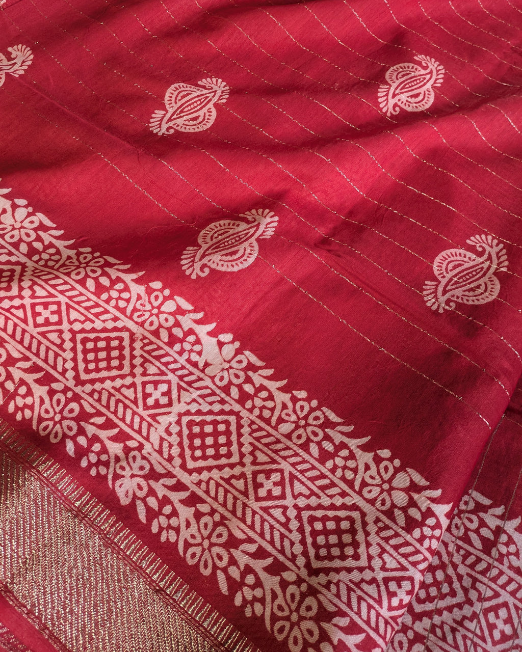 Bhagalpuri Printed Katan Plum Red