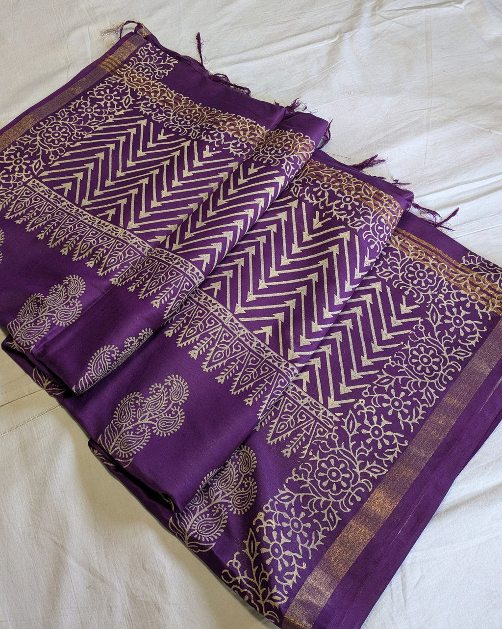 Bhagalpuri Chanderi Silk Sari Violet