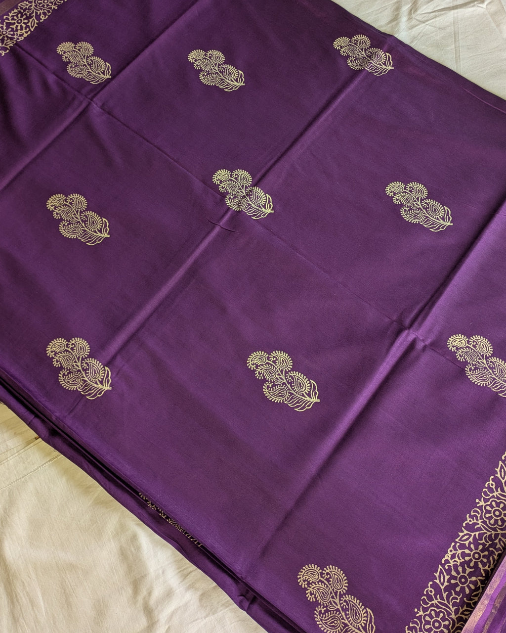 Bhagalpuri Chanderi Silk Sari Violet