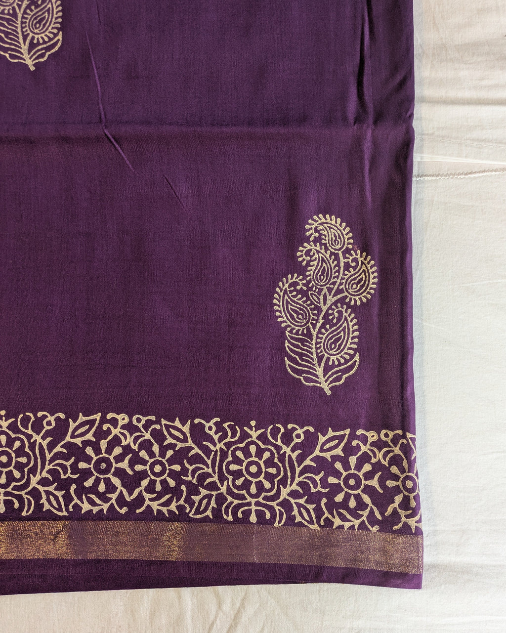 Bhagalpuri Chanderi Silk Sari Violet