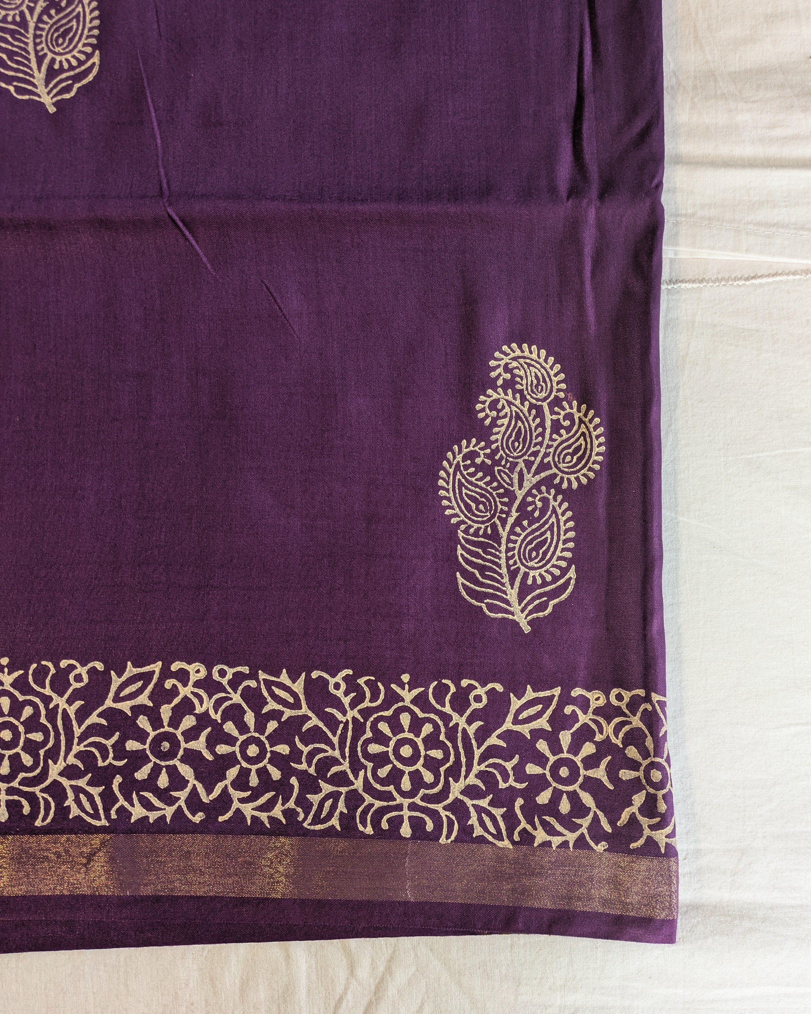 Bhagalpuri Chanderi Silk Sari Violet