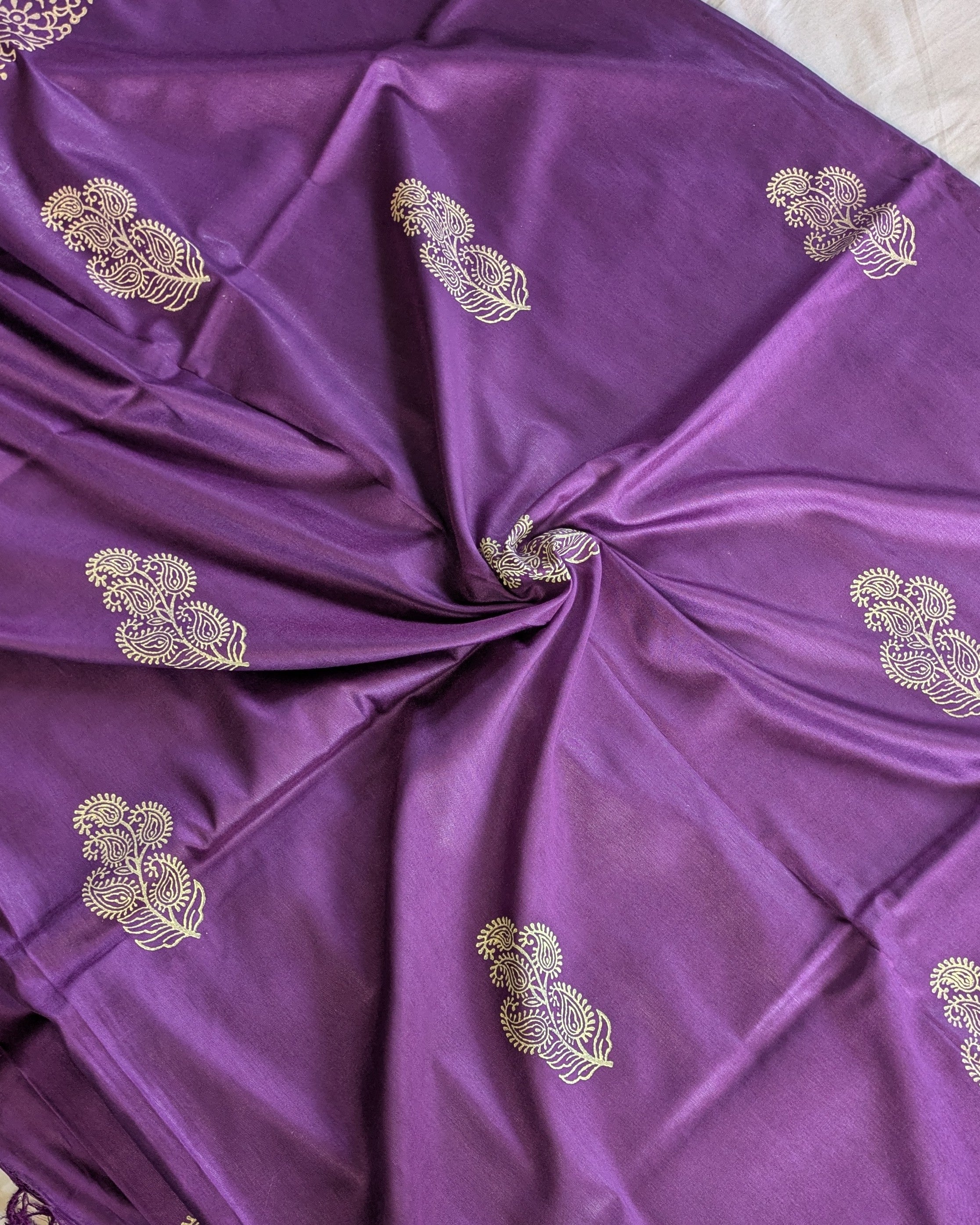 Bhagalpuri Chanderi Silk Sari Violet