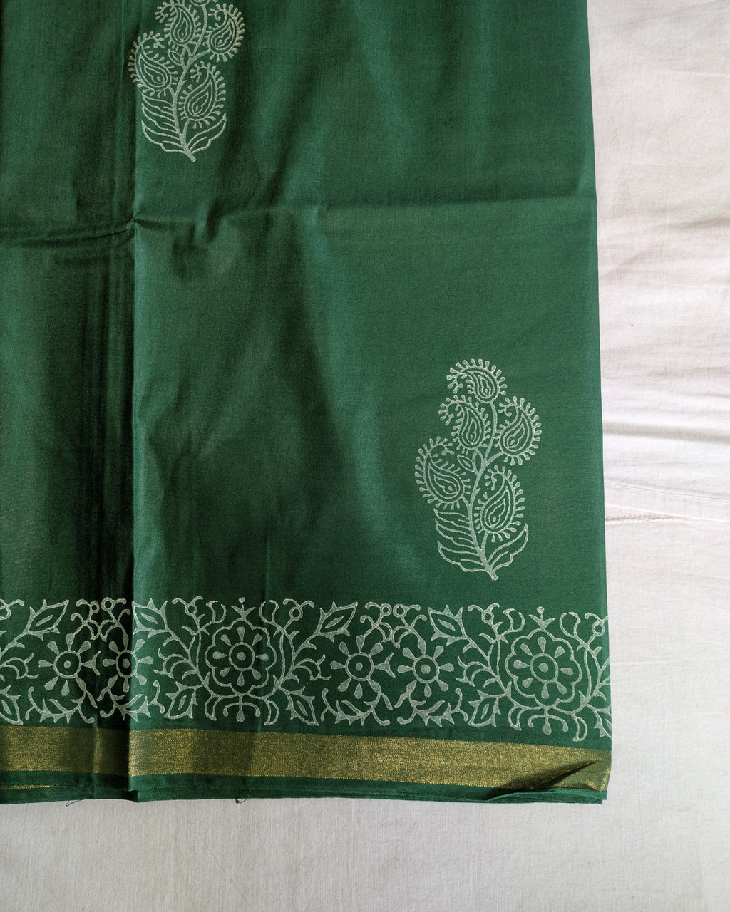 Bhagalpuri Chanderi Silk Sari Blusih Green