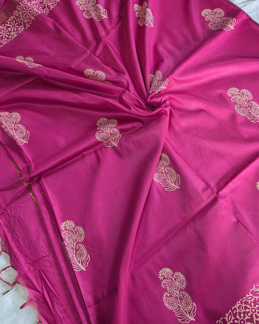 Bhagalpuri Chanderi Silk Sari Pink