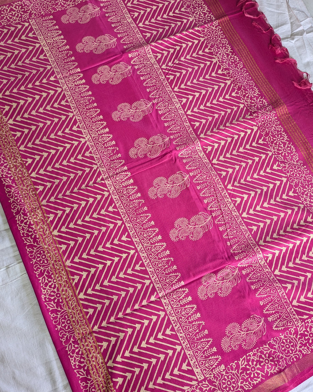 Bhagalpuri Chanderi Silk Sari Pink
