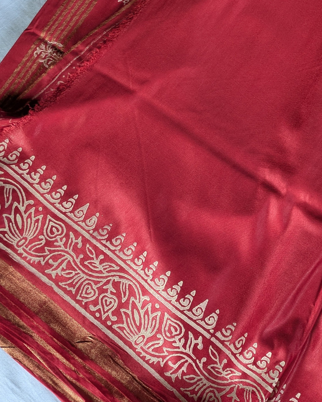 Bhagalpuri Chanderi Silk Sari Red