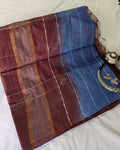 Bhagalpuri Katan Sari Blue & Brown