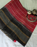 Bhagalpuri Katan Sari Red & Black