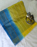 Bhagalpuri Katan Sari Yellow & Blue
