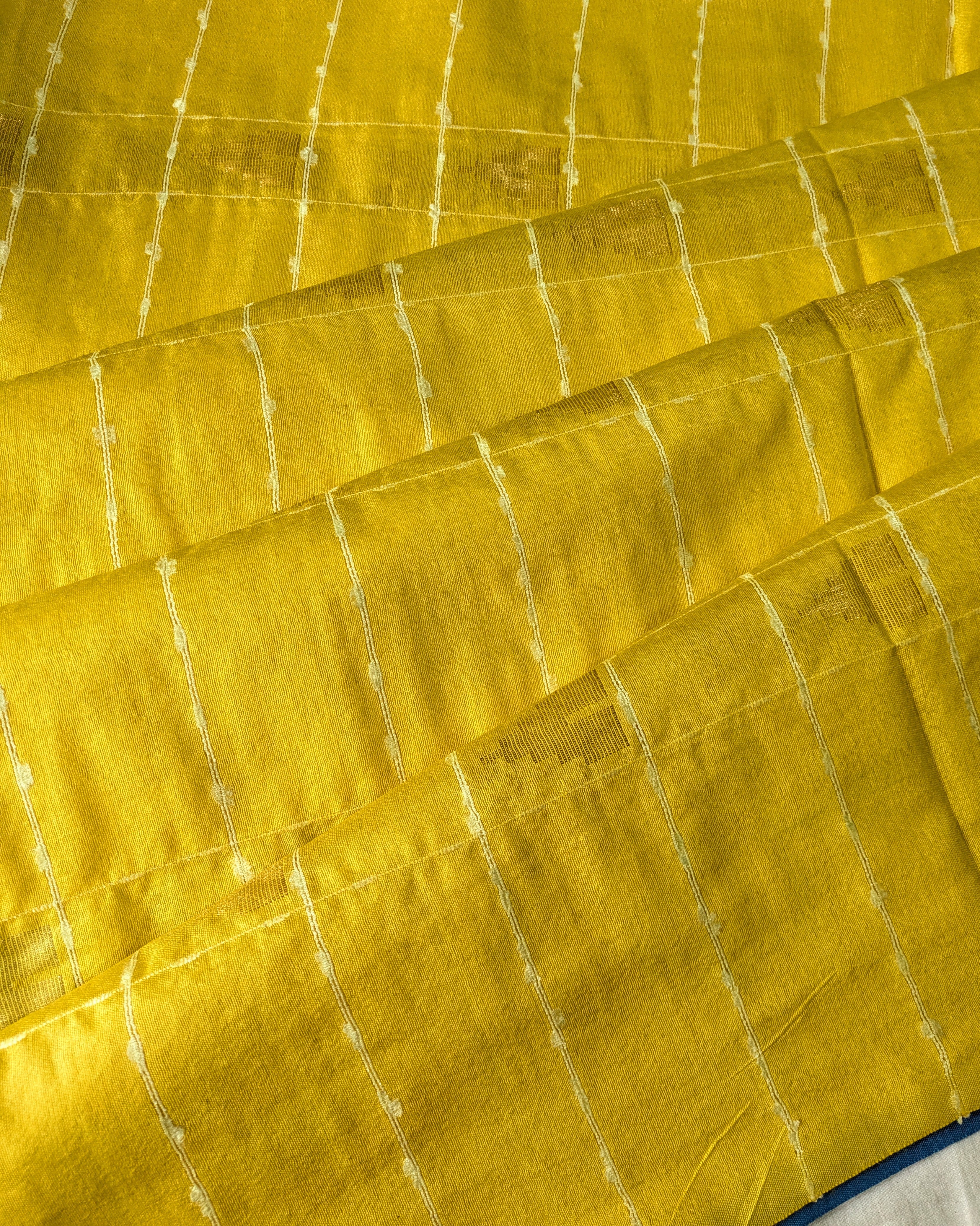 Bhagalpuri Katan Sari Yellow & Blue