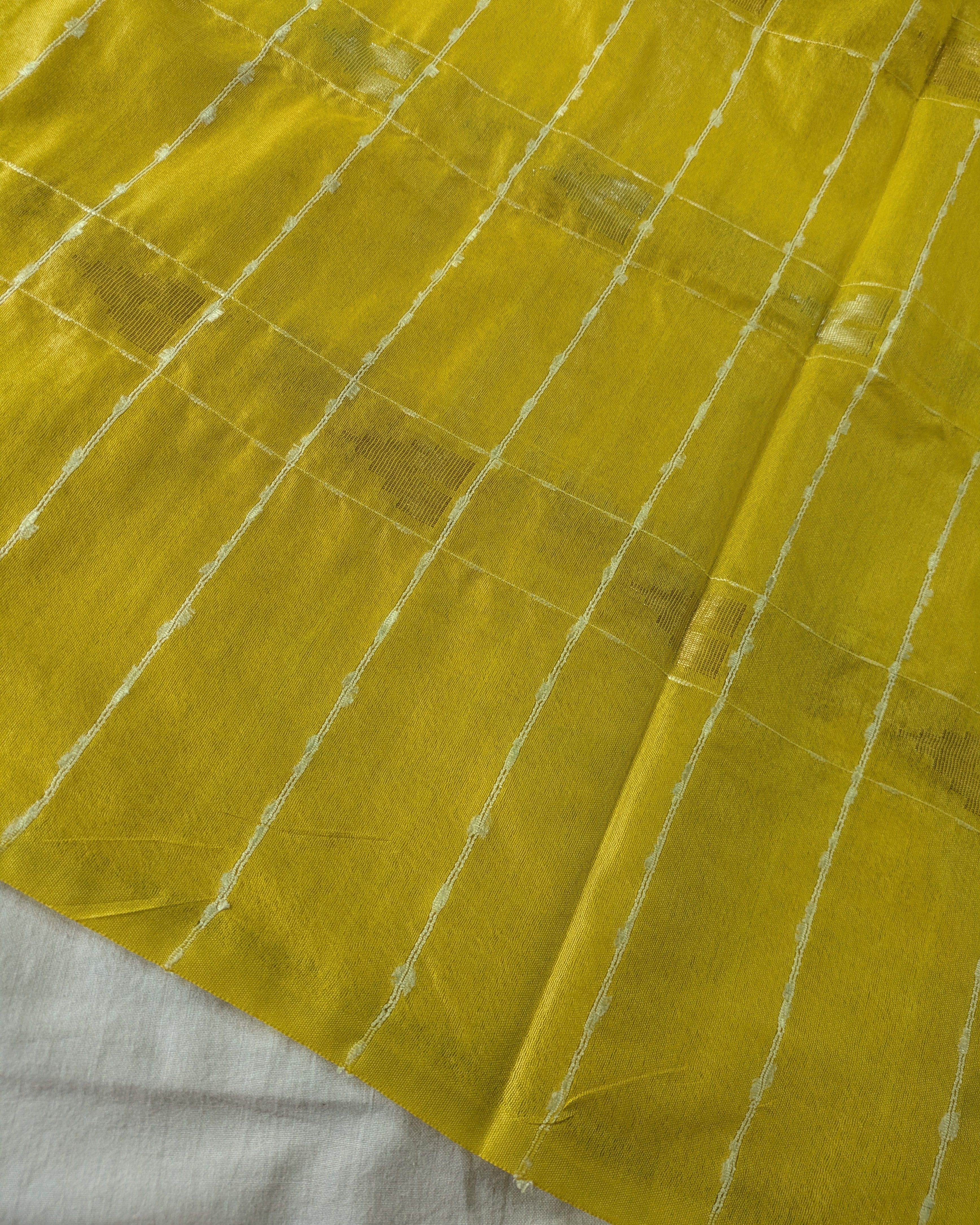 Bhagalpuri Katan Sari Yellow & Blue