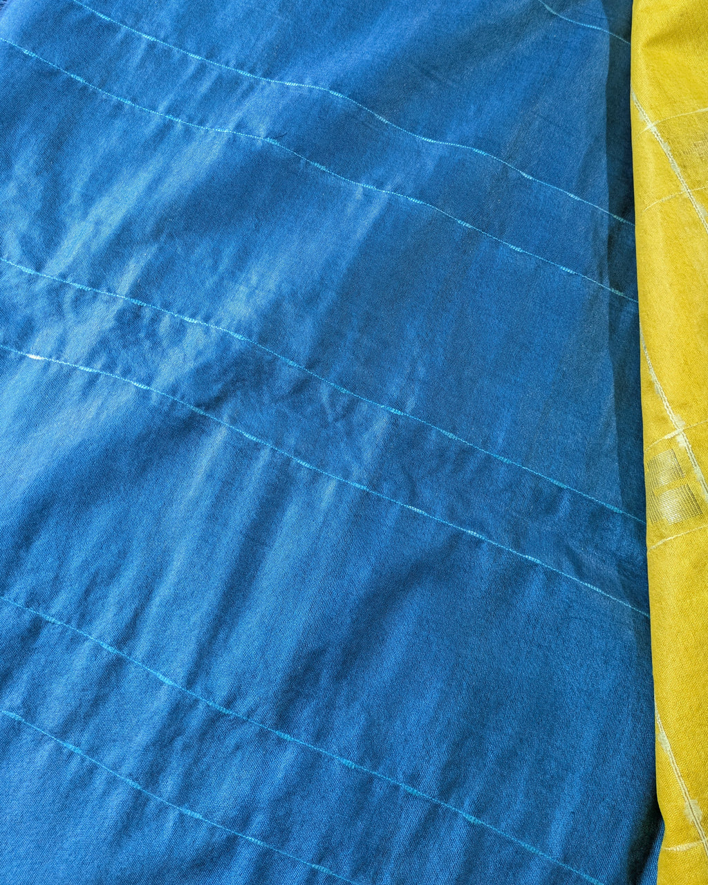 Bhagalpuri Katan Sari Yellow & Blue