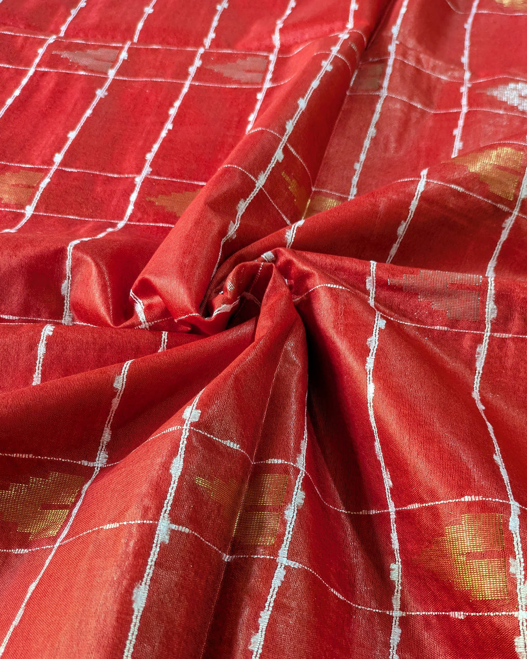 Bhagalpuri Katan Sari Red & Black