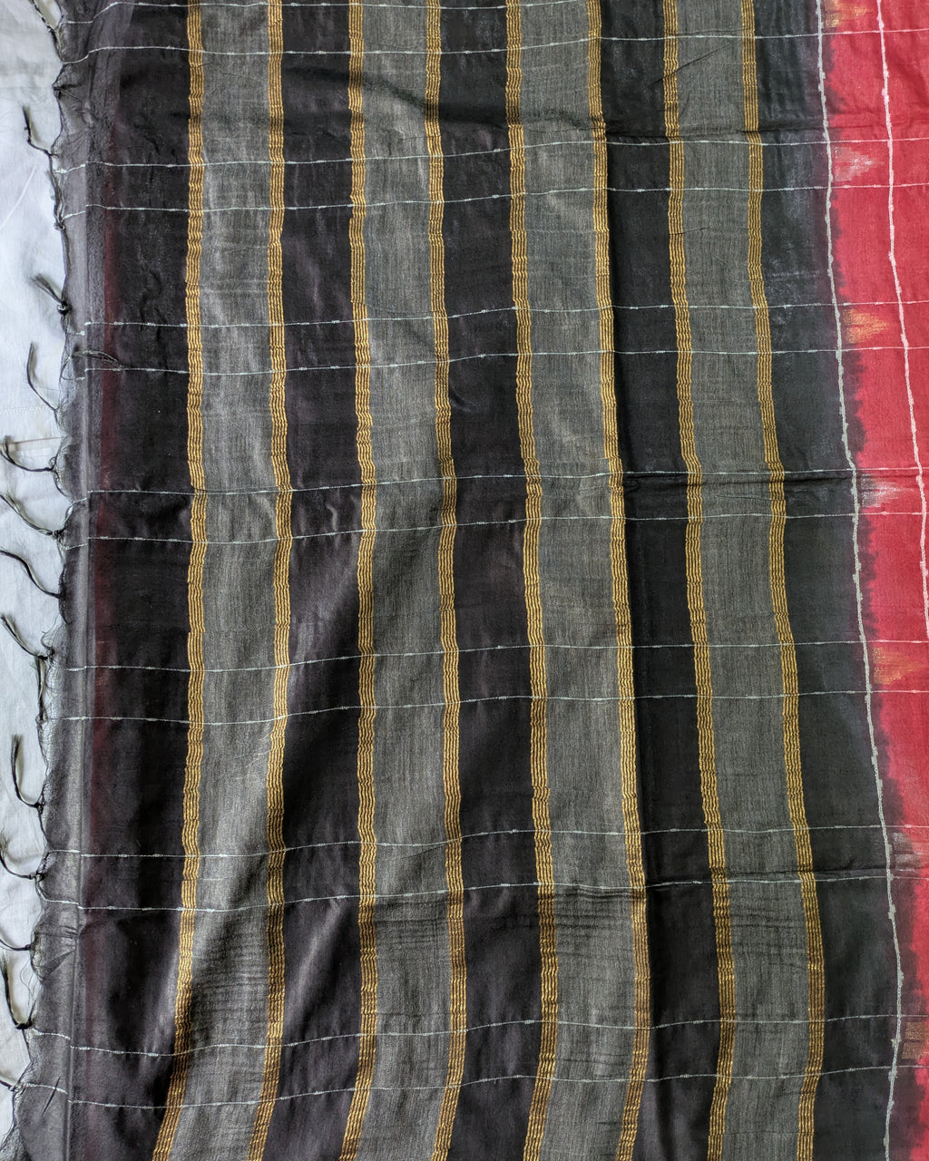 Bhagalpuri Katan Sari Red & Black