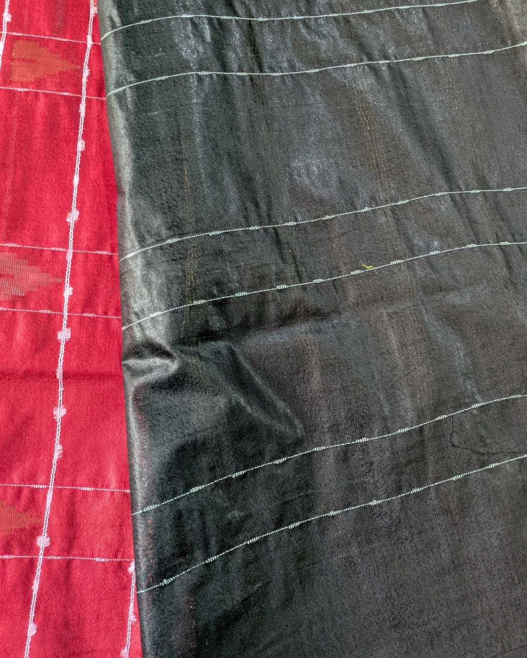 Bhagalpuri Katan Sari Red & Black