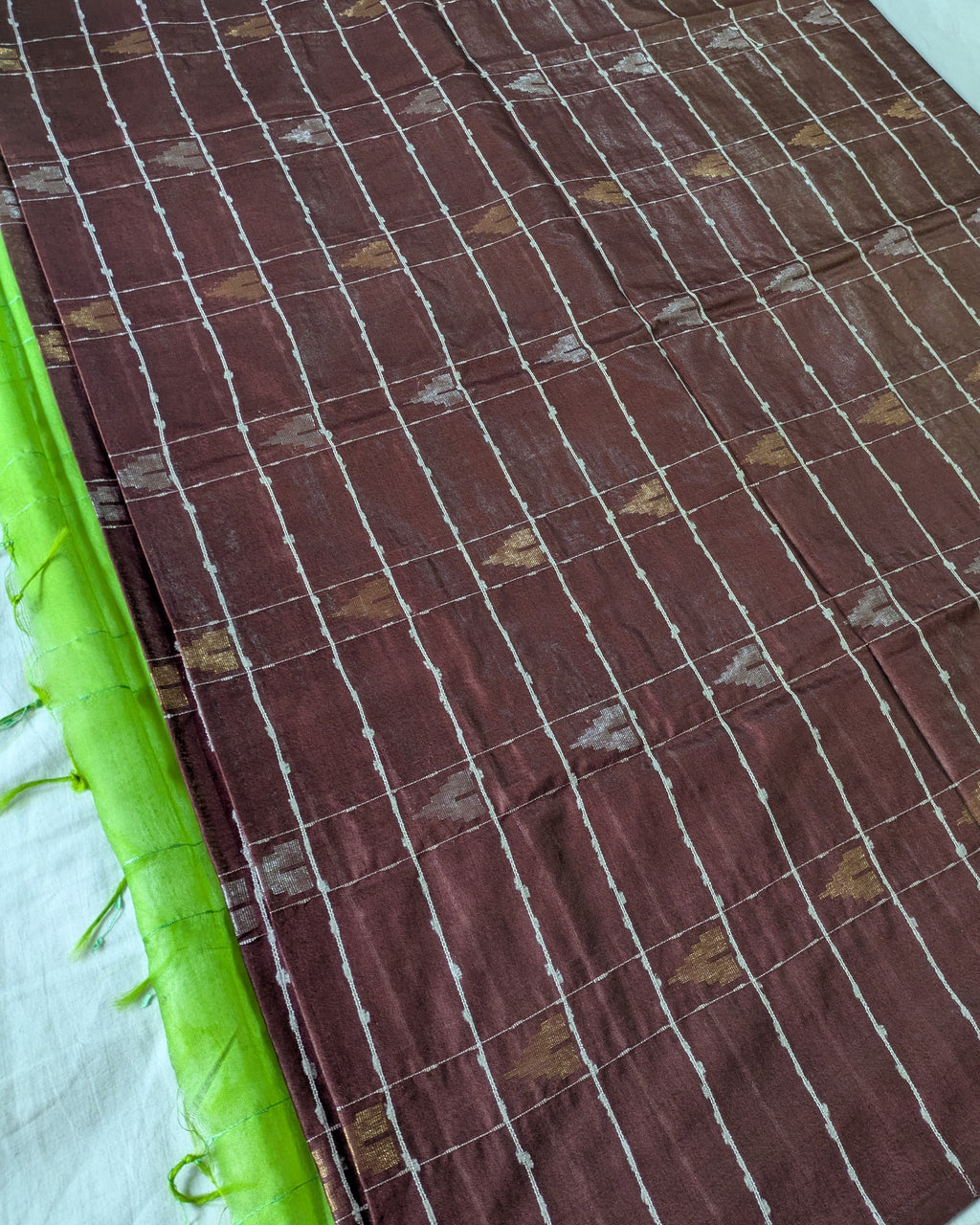 Bhagalpuri Katan Sari Brown & Green