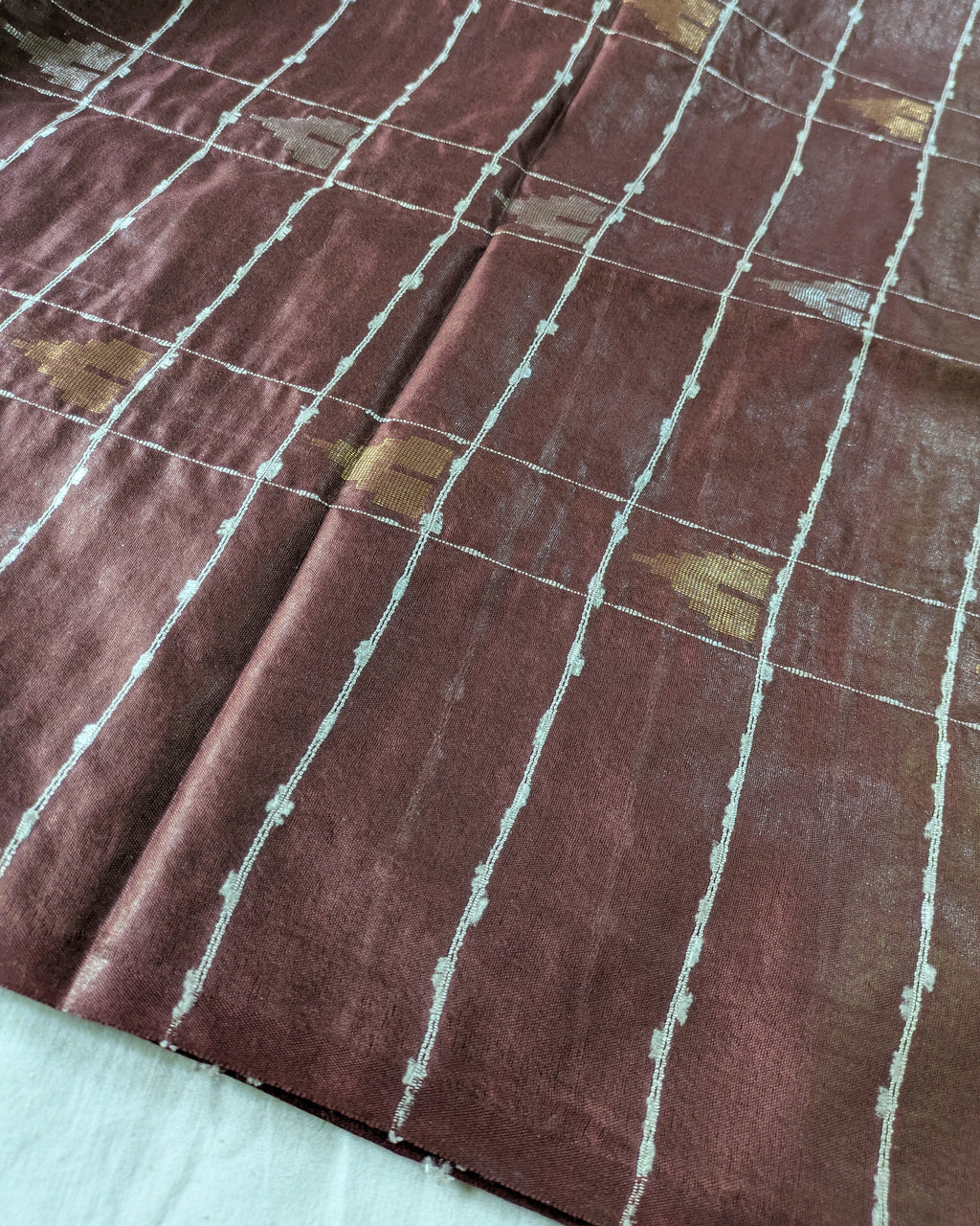 Bhagalpuri Katan Sari Brown & Green