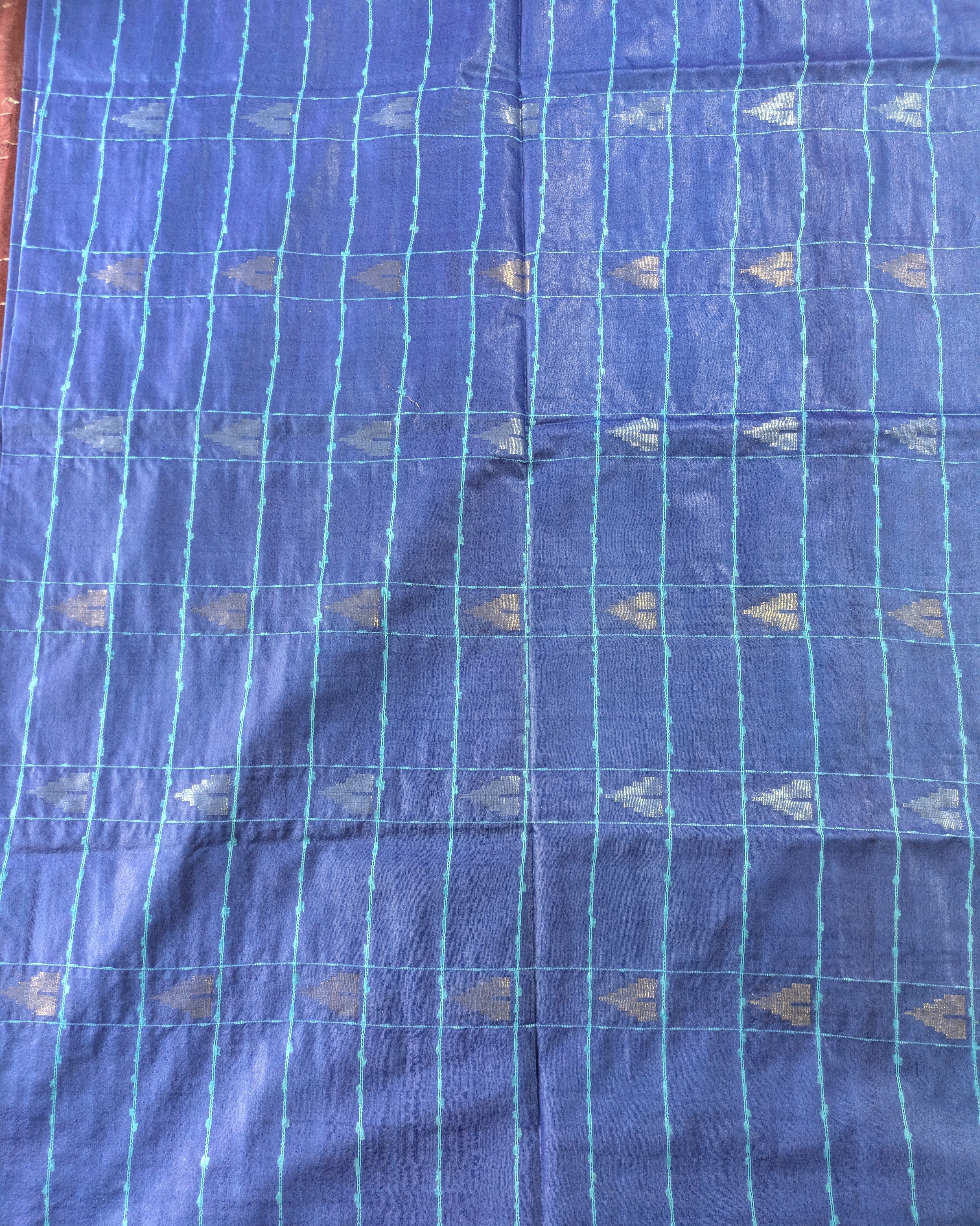 Bhagalpuri Katan Sari Blue & Brown