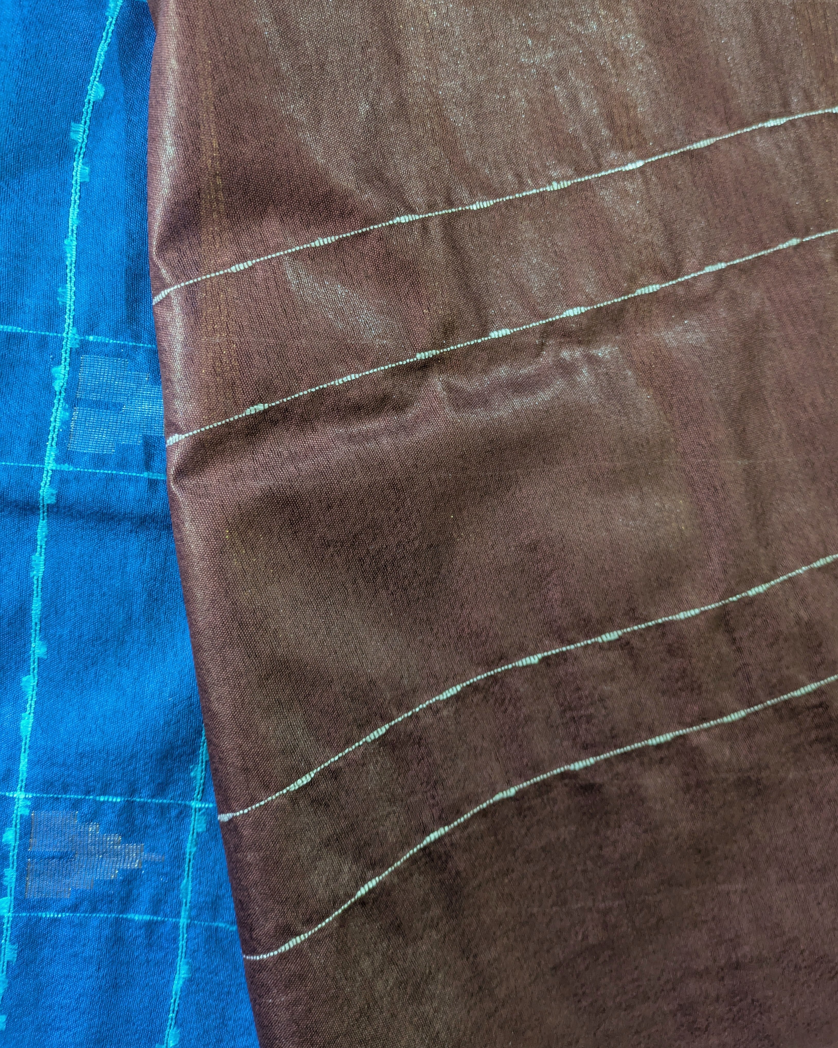 Bhagalpuri Katan Sari Blue & Brown