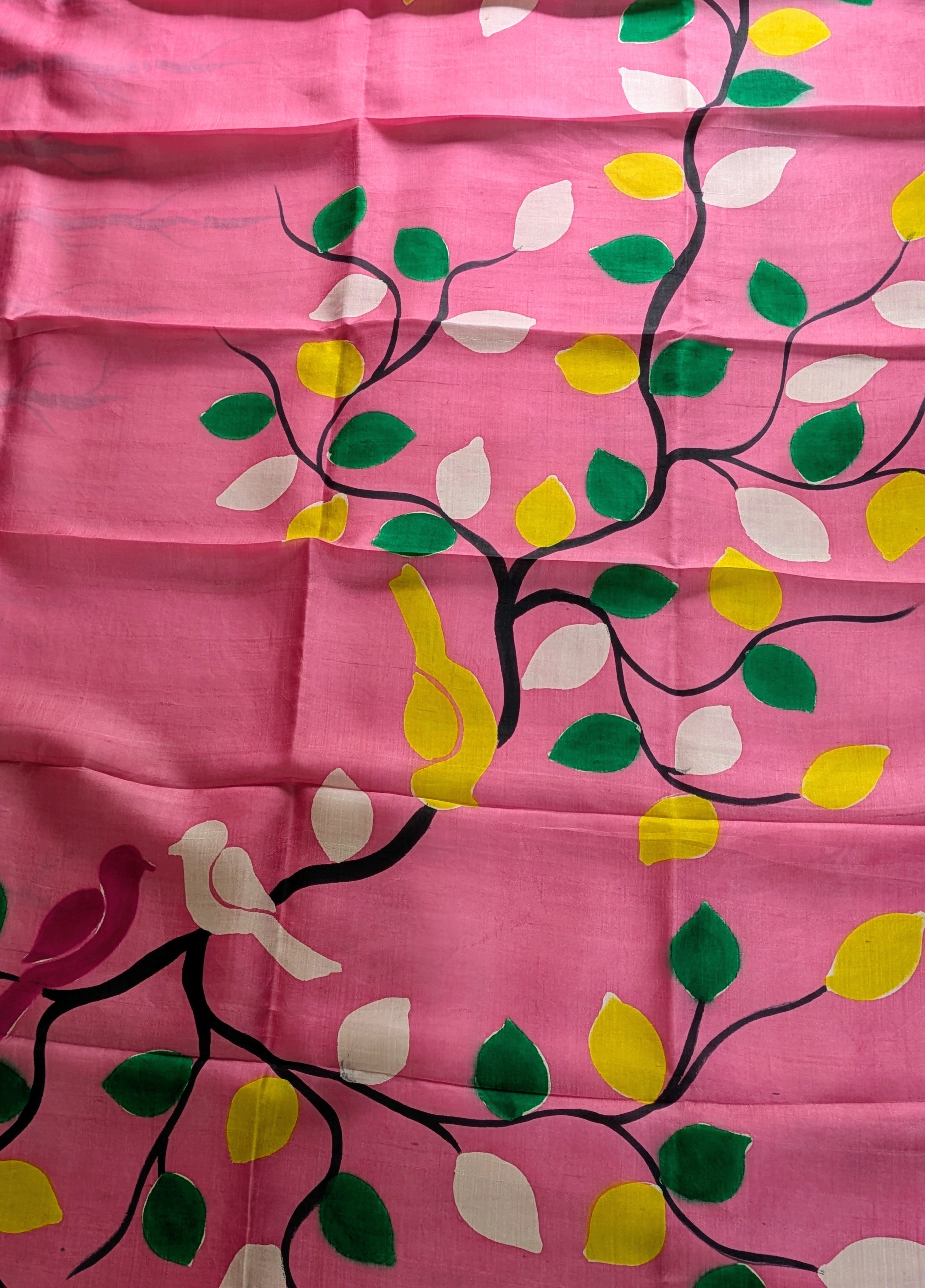 Pure Silk Sari with Blouse Piece Pink