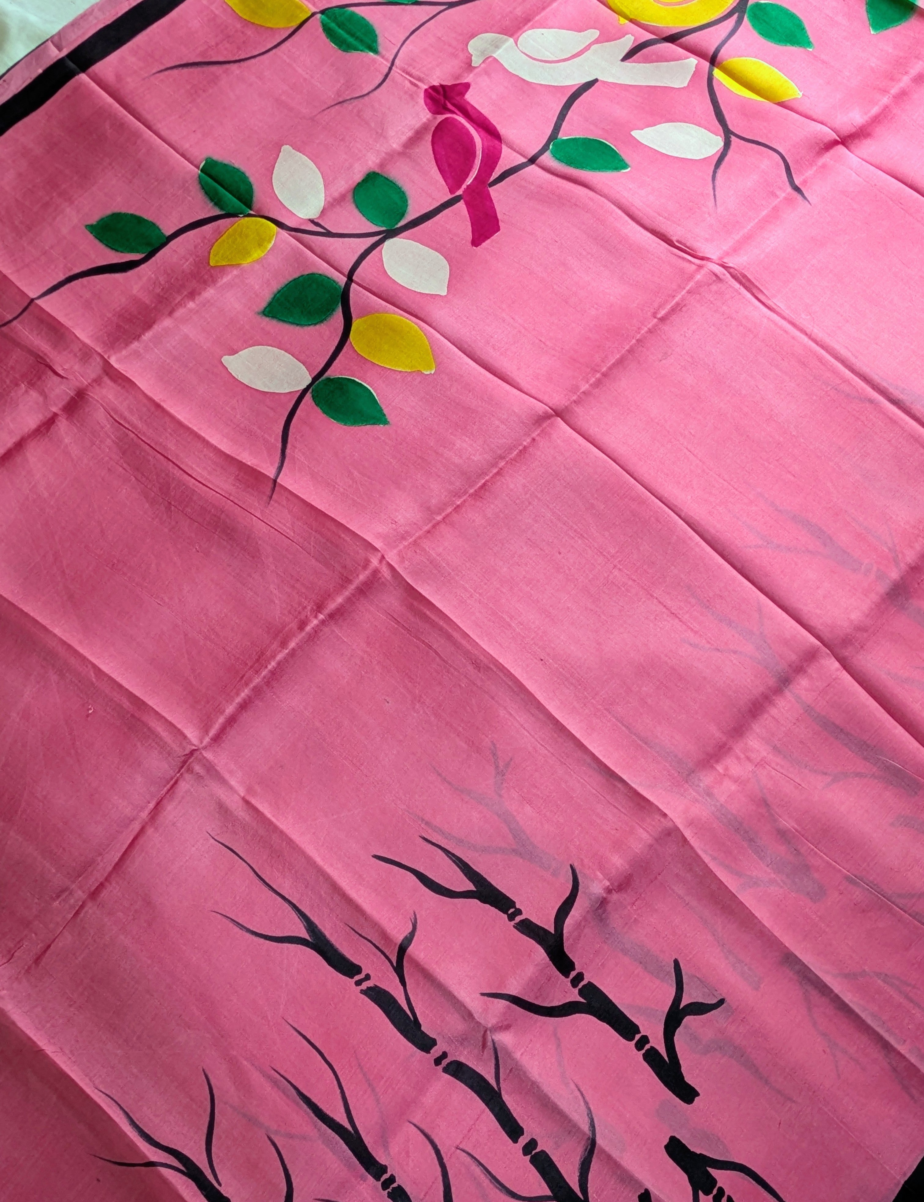 Pure Silk Sari with Blouse Piece Pink