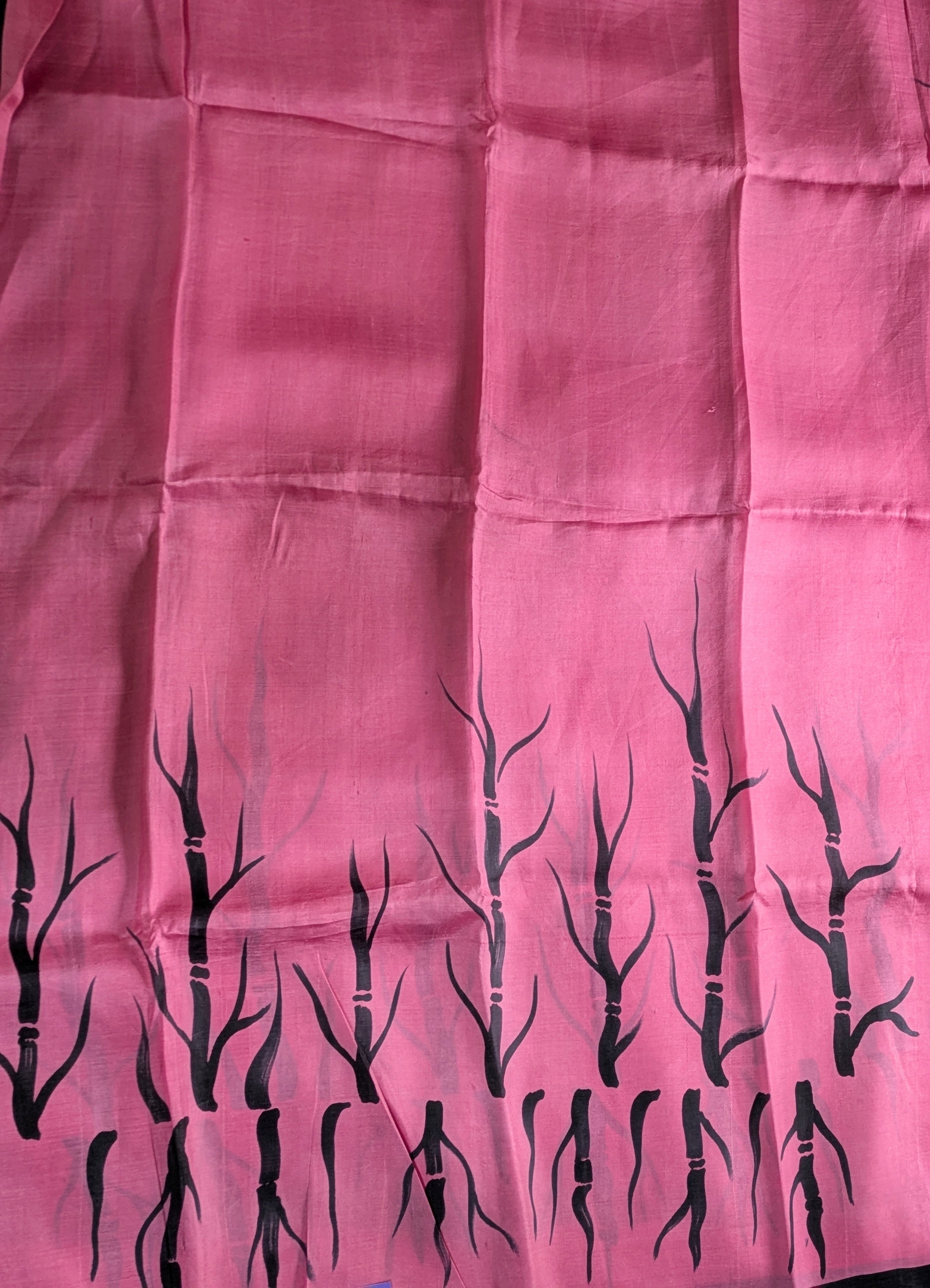 Pure Silk Sari with Blouse Piece Pink