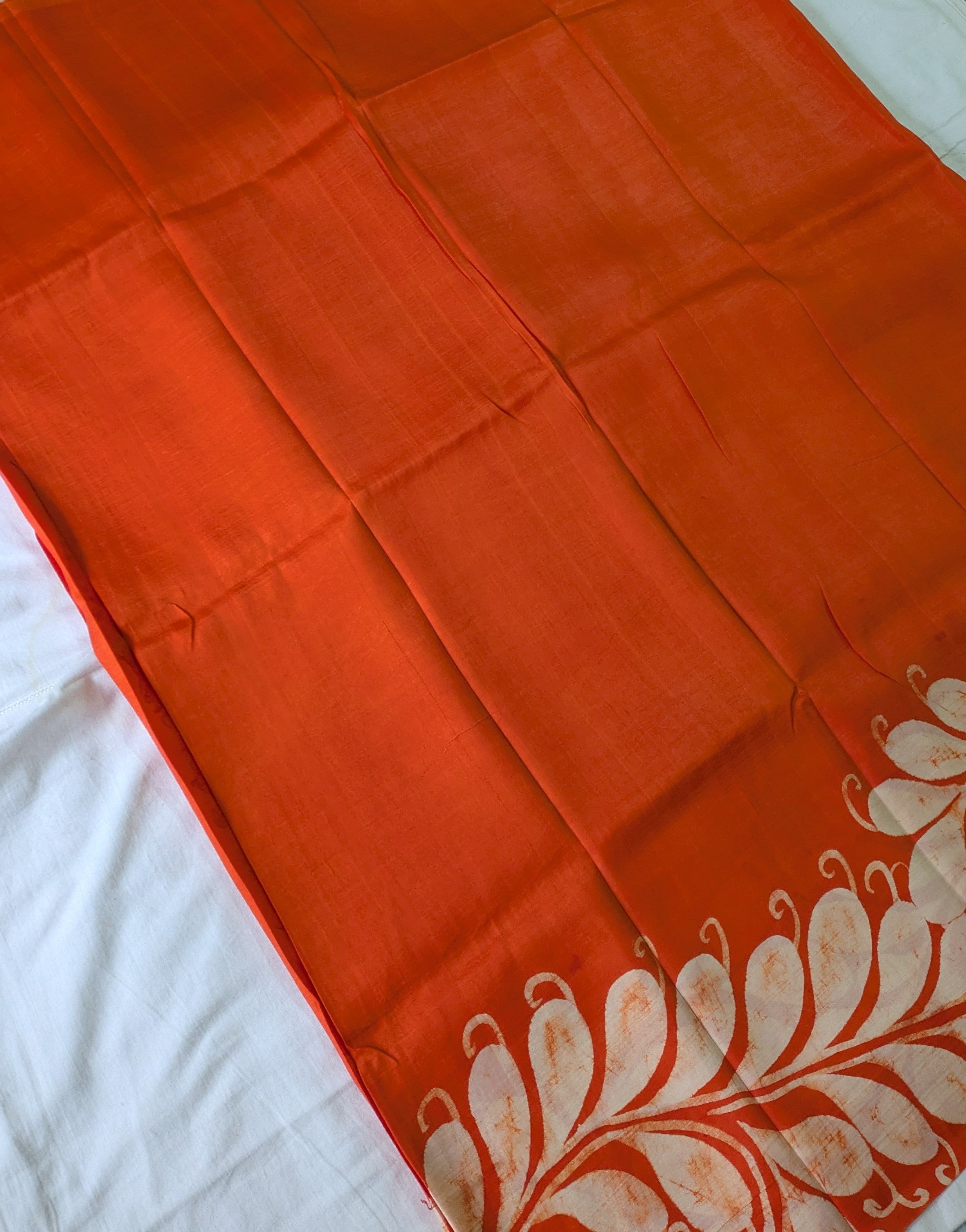 Pure Silk Sari with Blouse Piece Orange