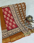 Jaypuri Cotton Sari Rust
